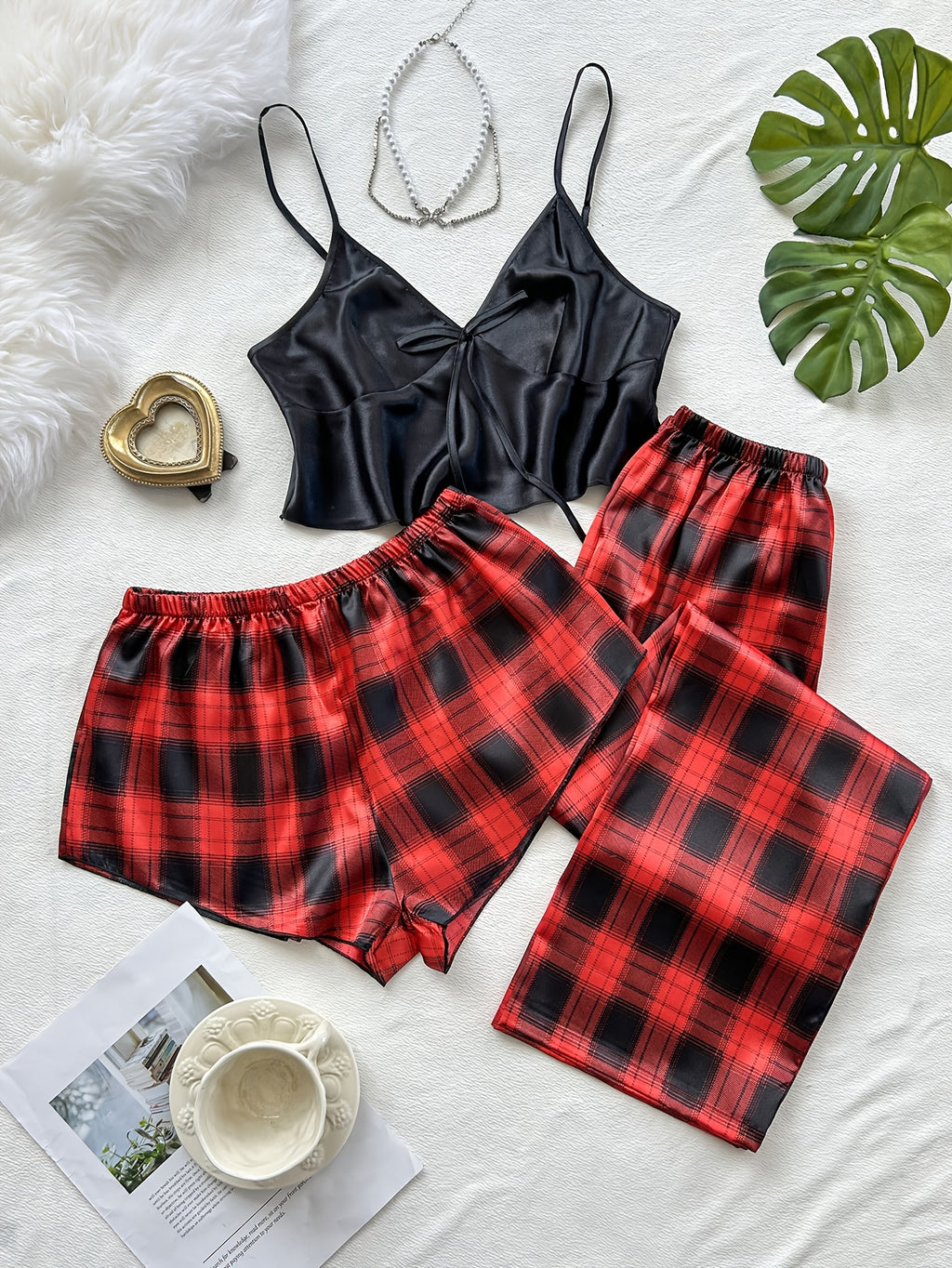 Pyžamo pre ženy – čierno-červené