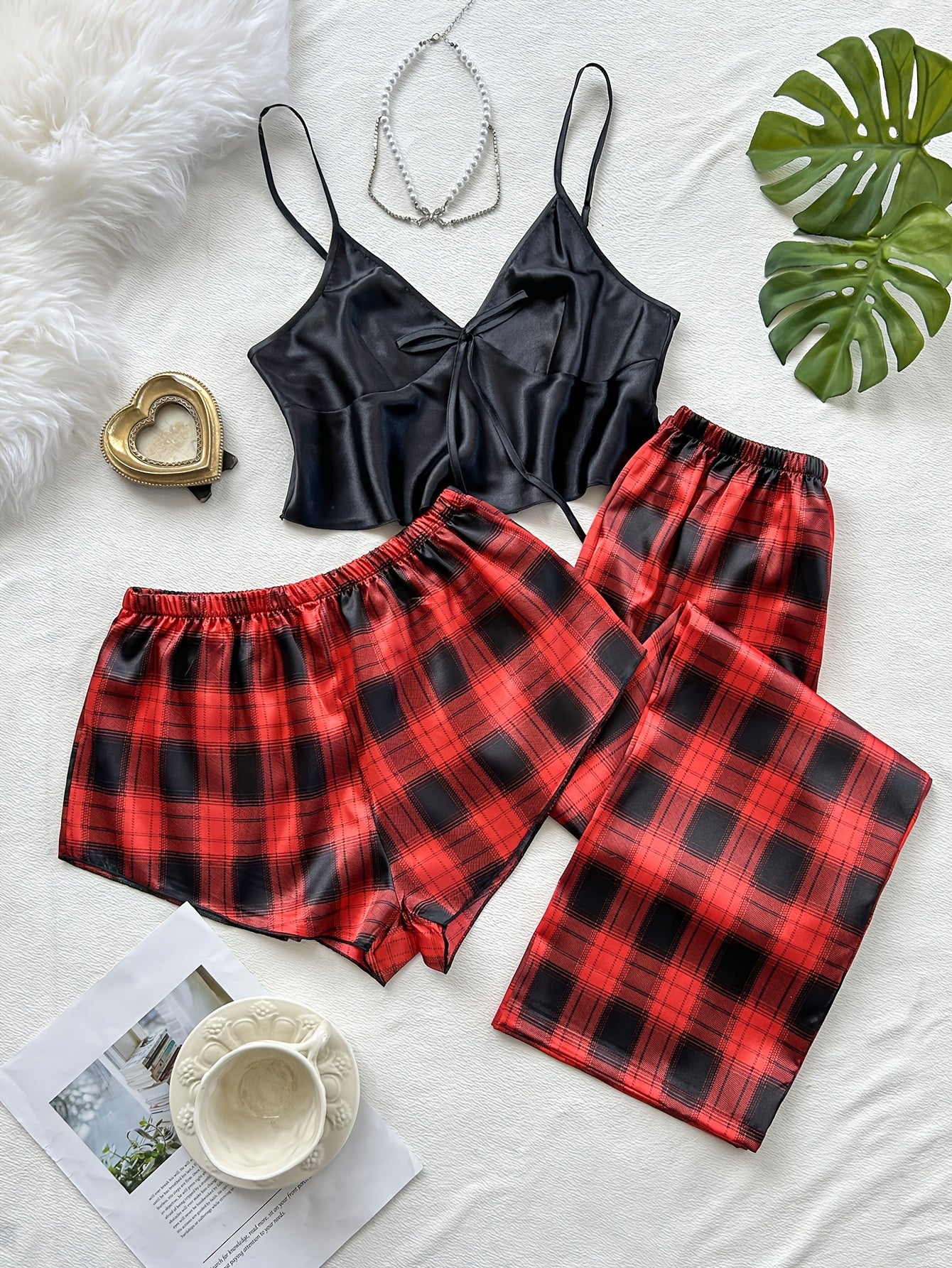 Pyžamo pre ženy – čierno-červené