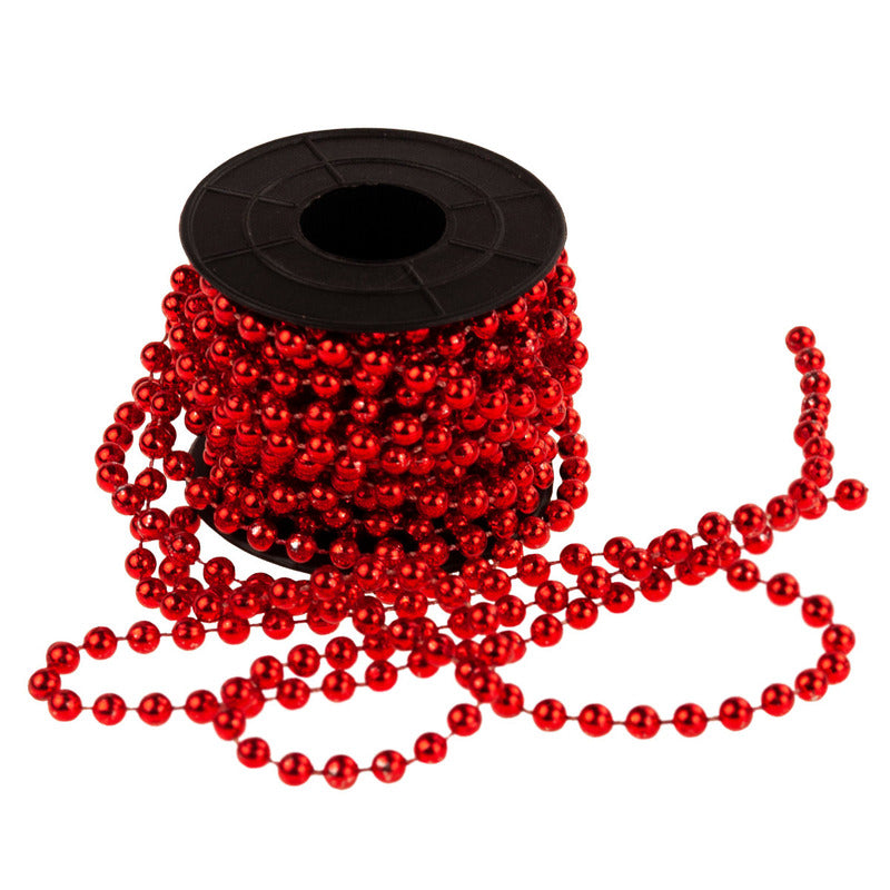 Vianočný korálkový reťazec – červený