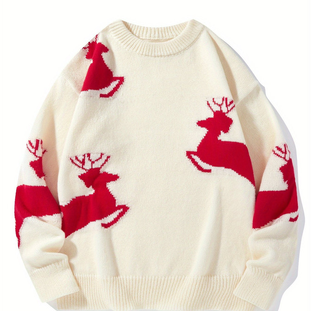 Sveter s kresleným jeleňom – červený