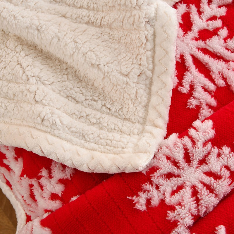 Deka so snehovými vločkami – červená