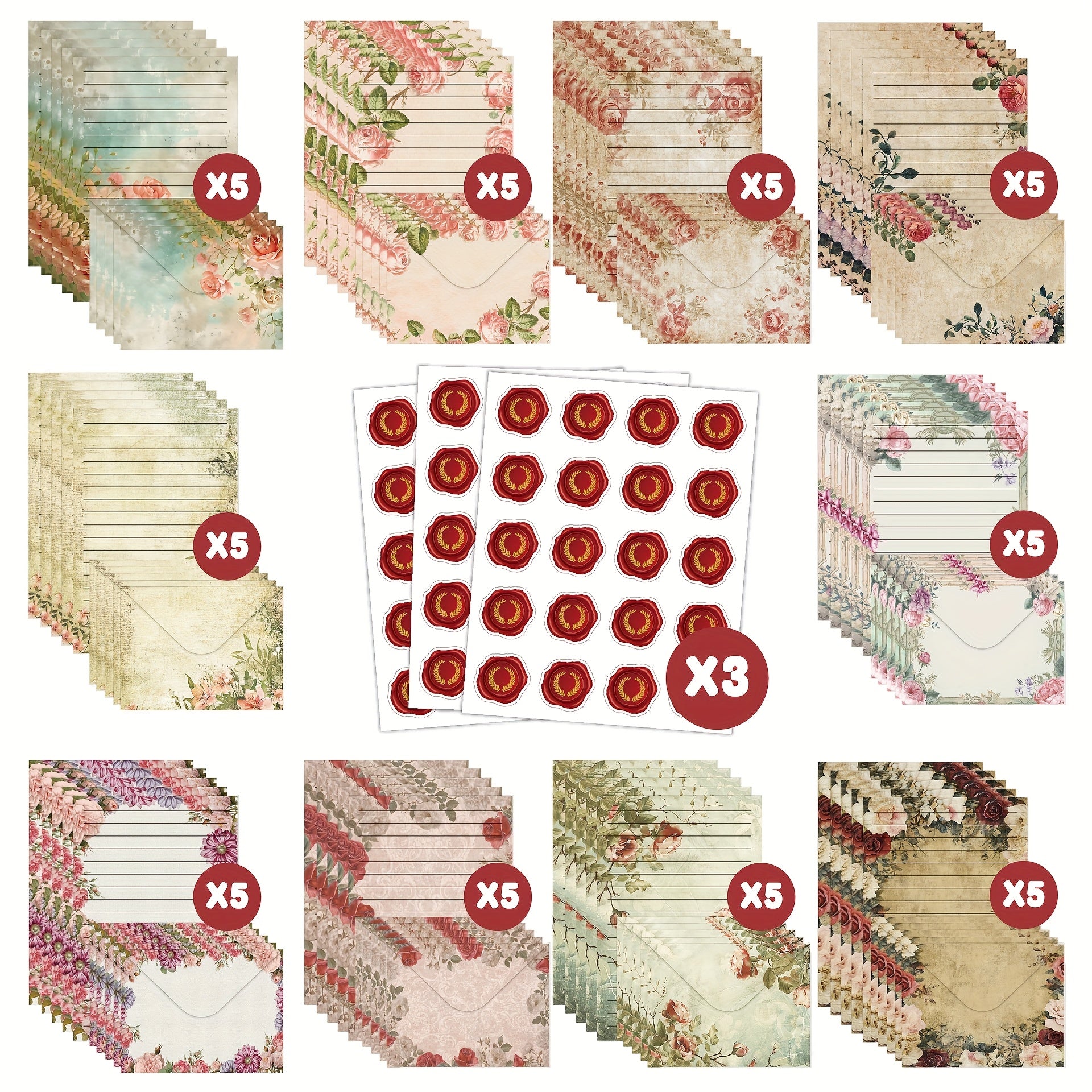 Papierová súprava – Vintage kvetinový set