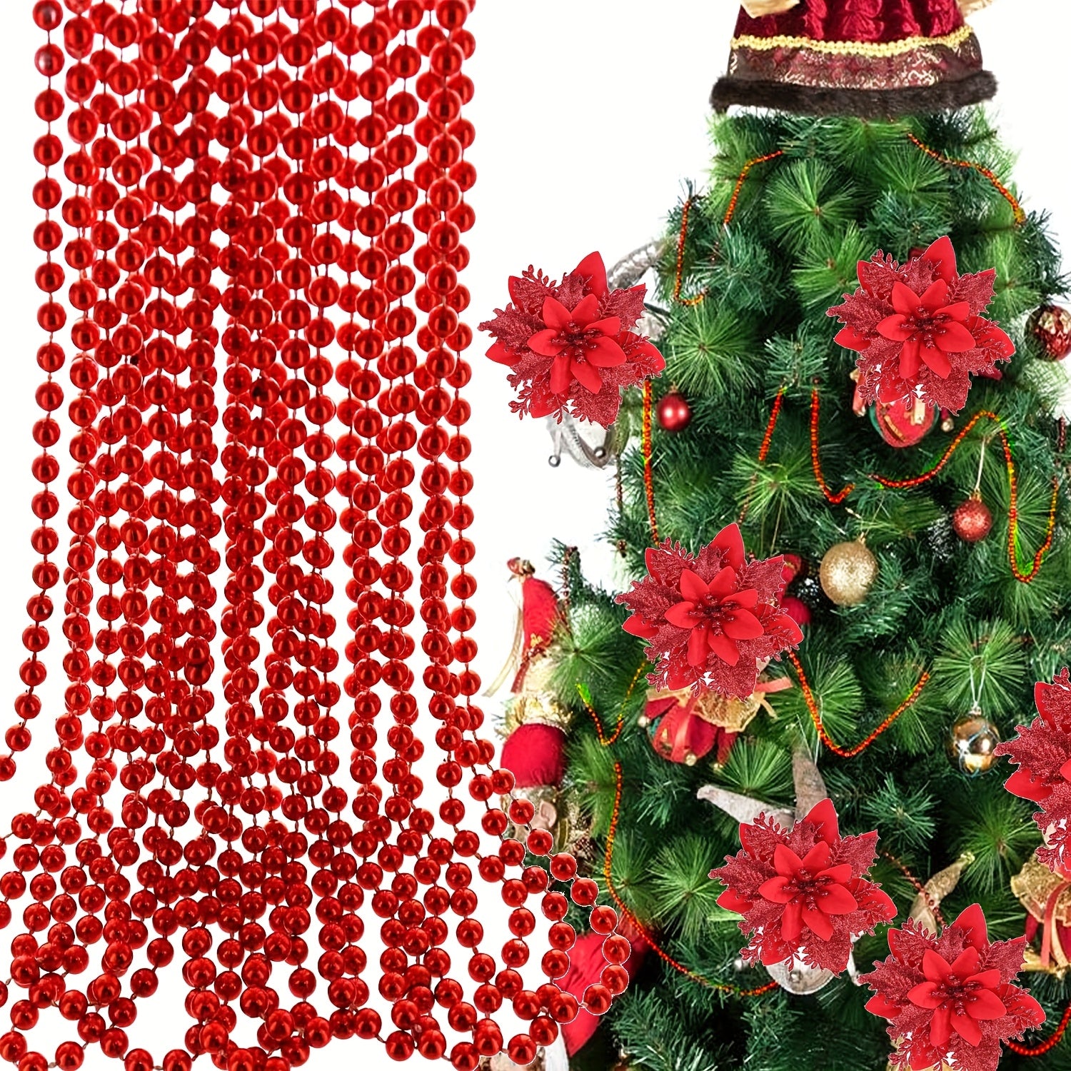 Vianočný girland s guľatými perličkami – 3m