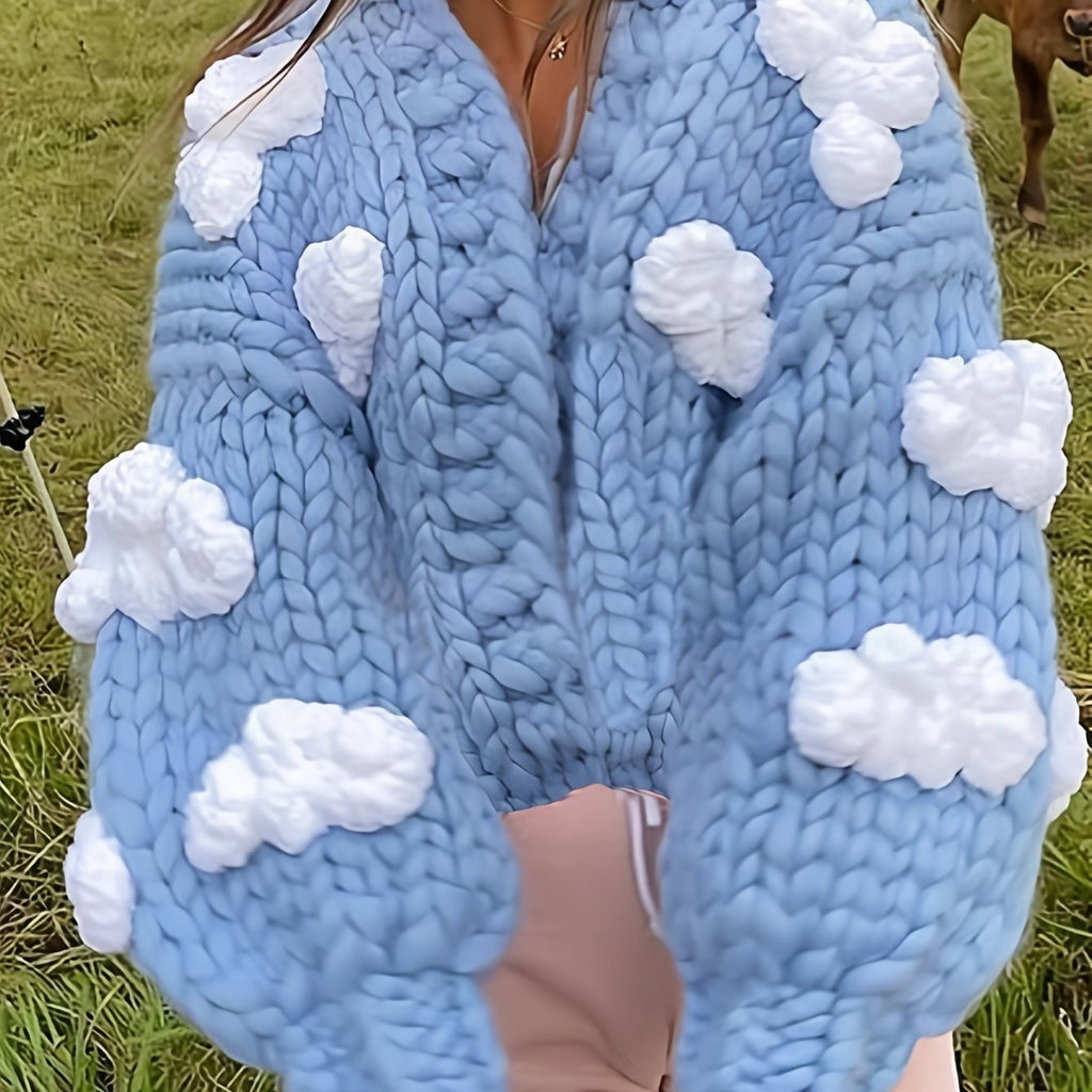 Dámsky kardigán – modrý s oblakmi