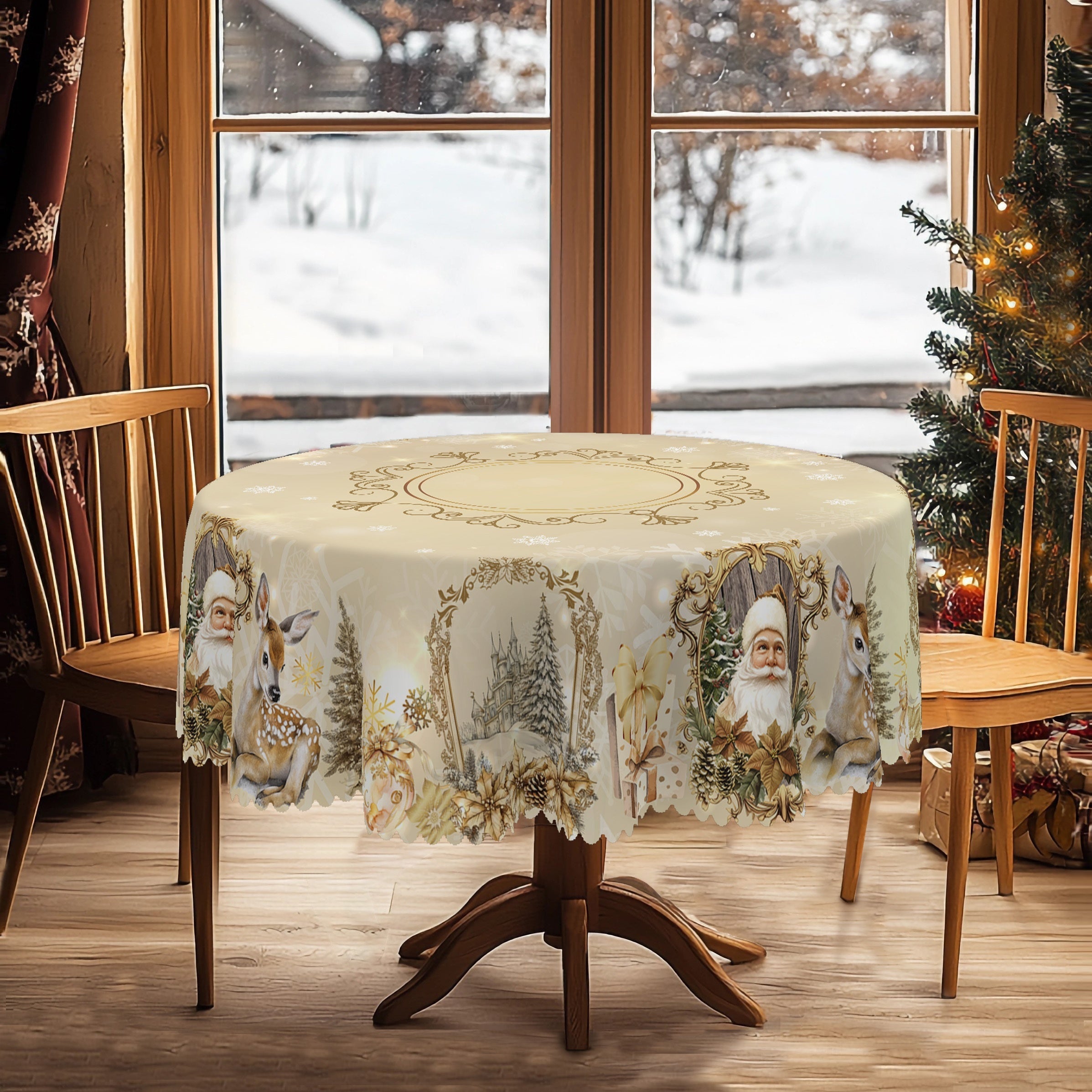 Vianočný obrus – zlatobiely