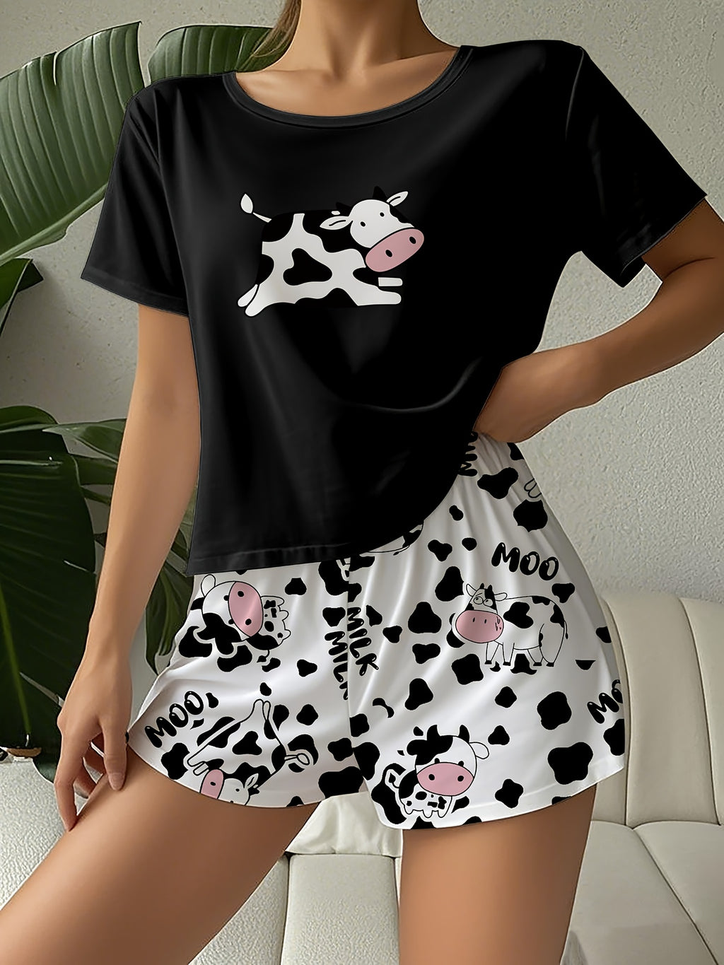 Pyžamo pre ženy – kravičkový vzor