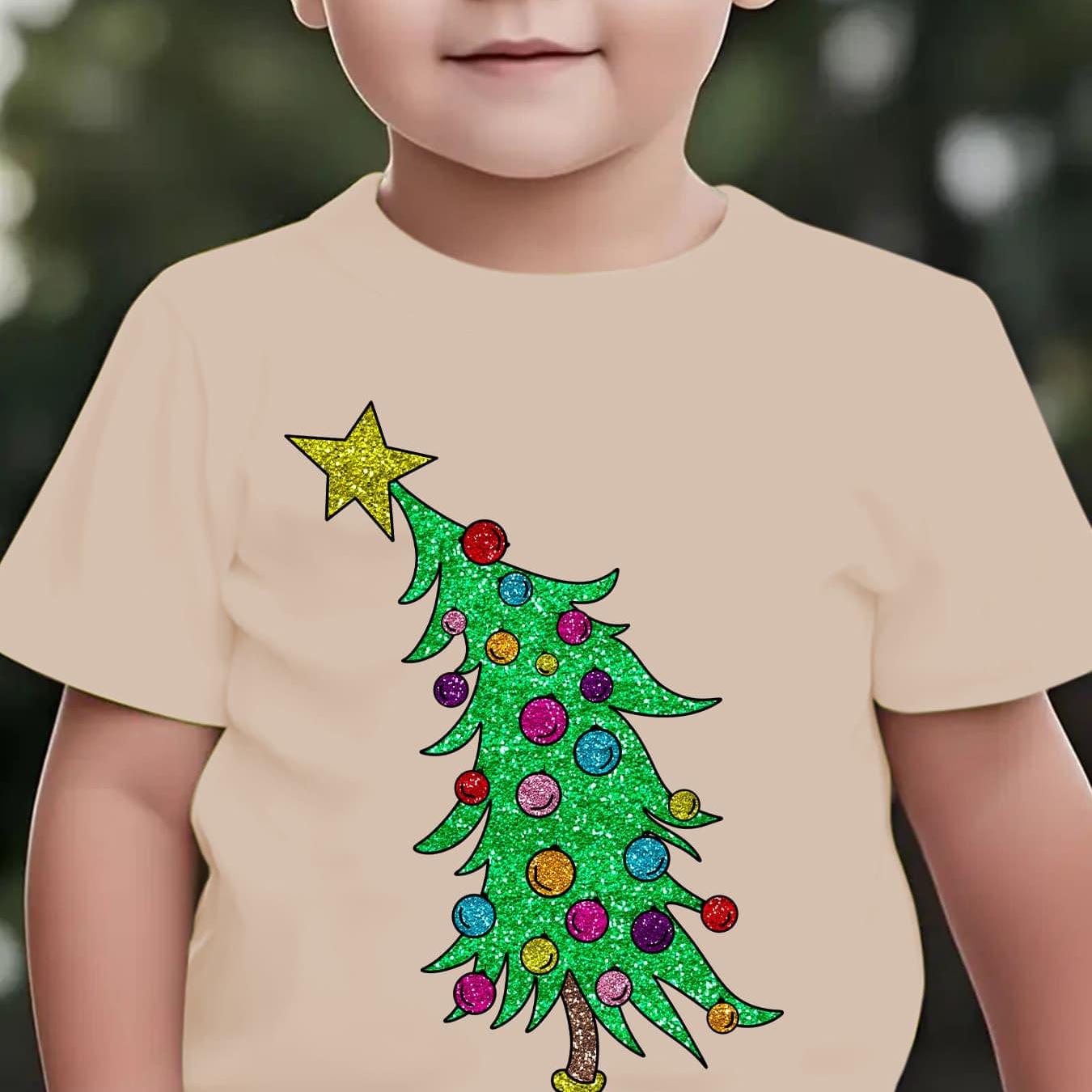 Tričko s vianočným stromčekom – béžové