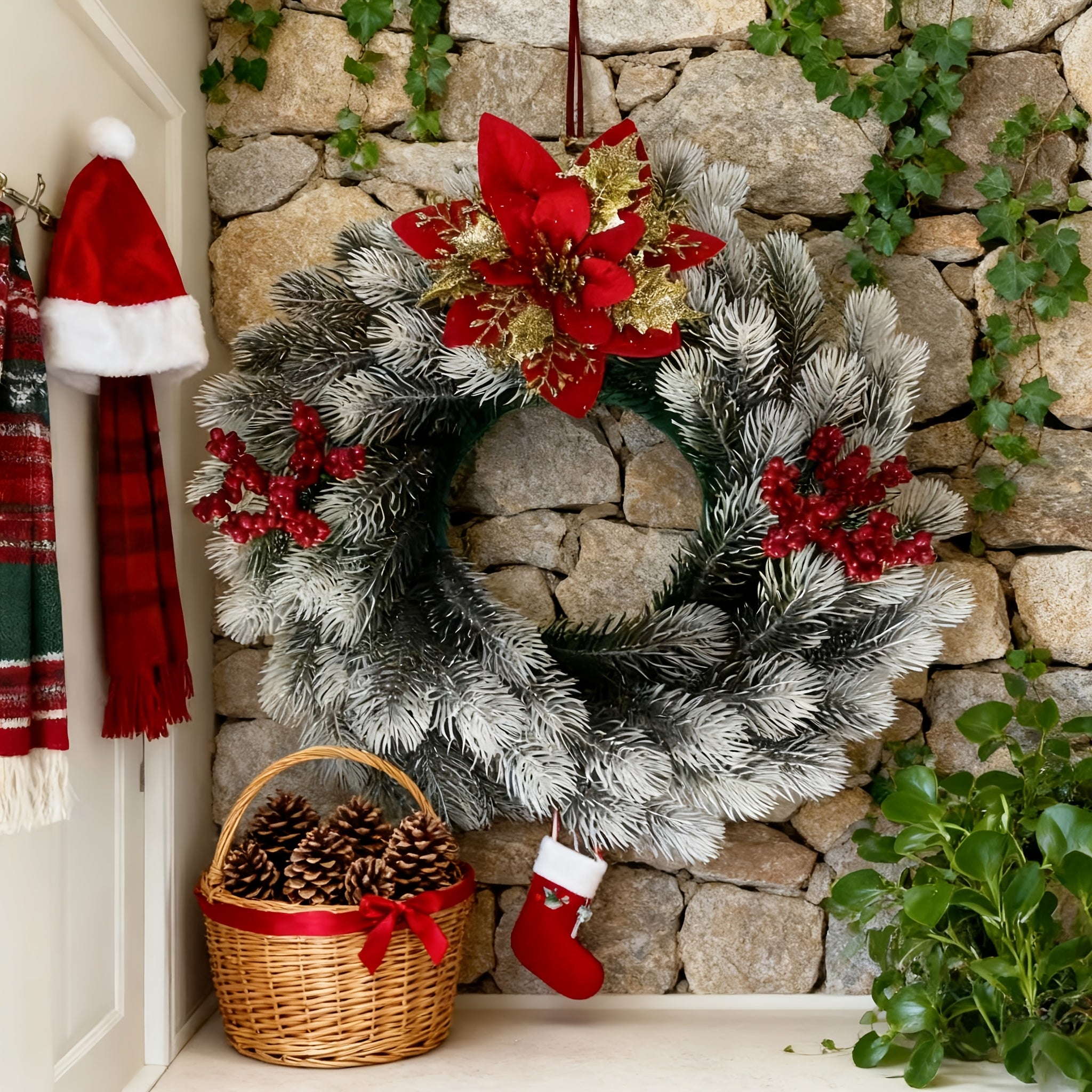 Vianočný veniec – umelý snehový borovicový