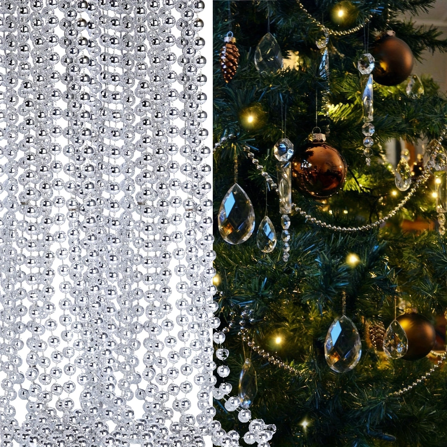 Vianočný girland s guľatými perličkami – 3m