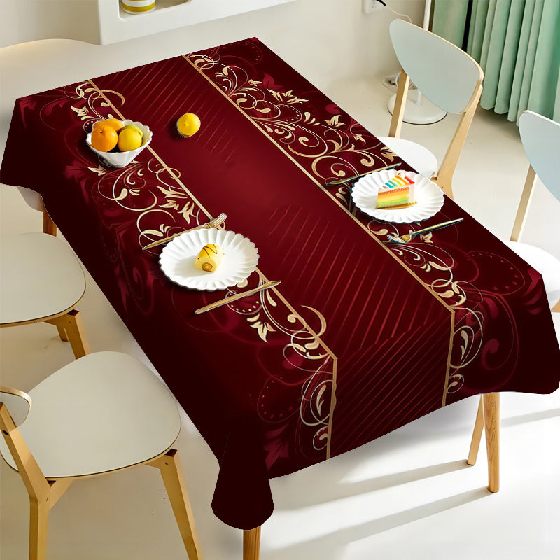 Obrus – červený a zlatý kvetinový