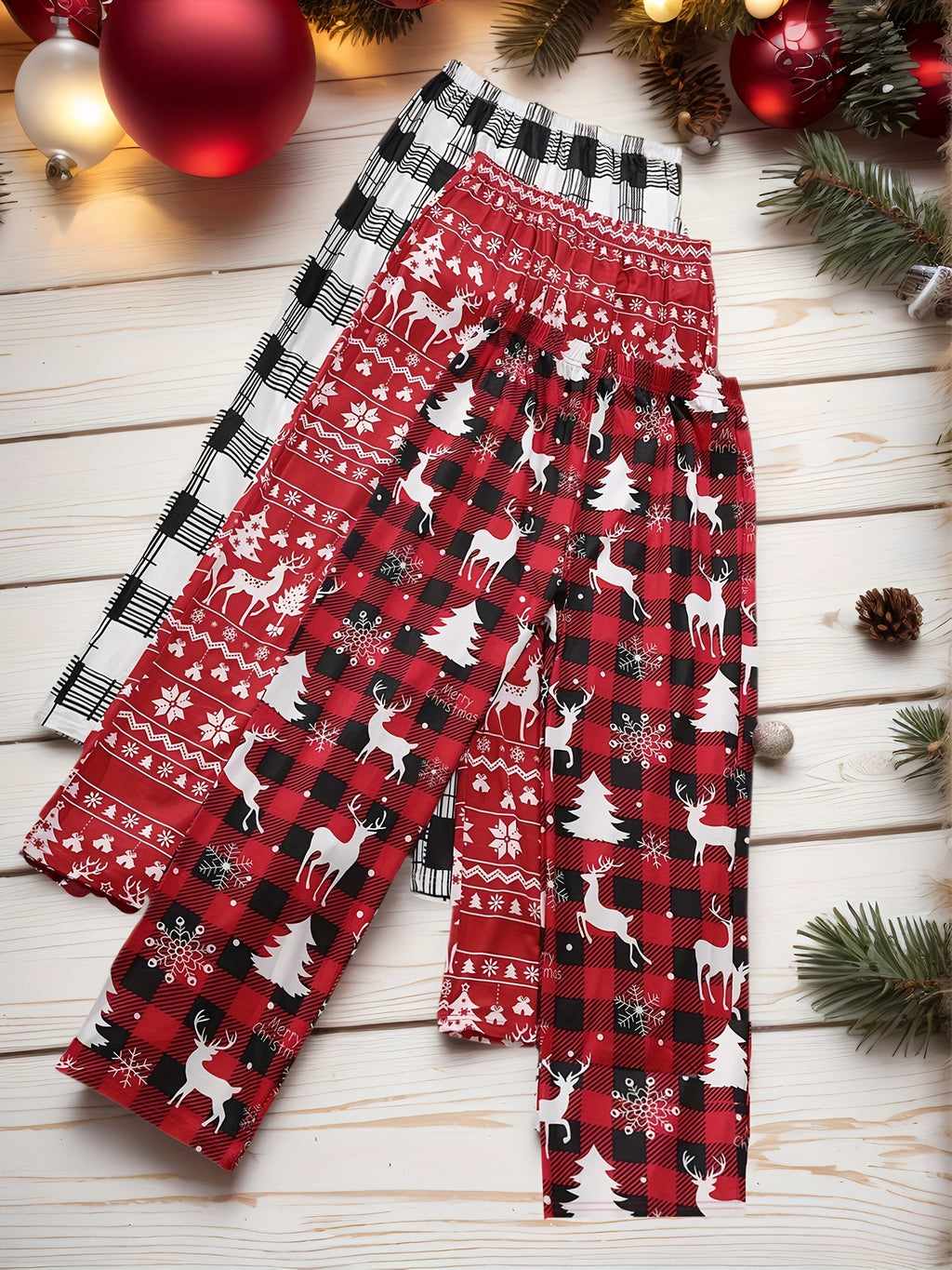 Vianočné nohavice – červené a biele