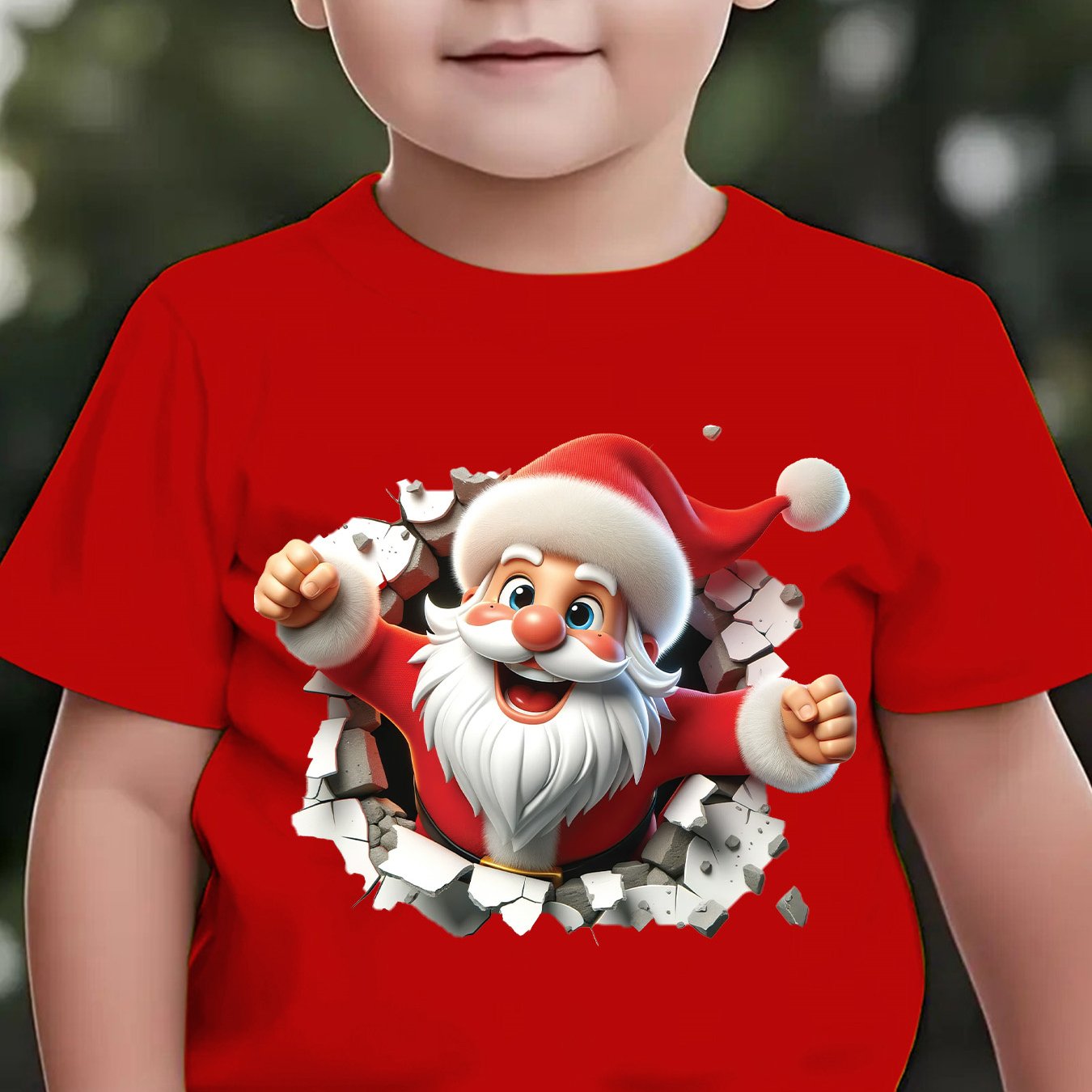 Tričko s 3D Santom – béžové