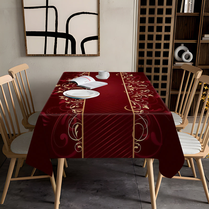 Obrus – červený a zlatý kvetinový