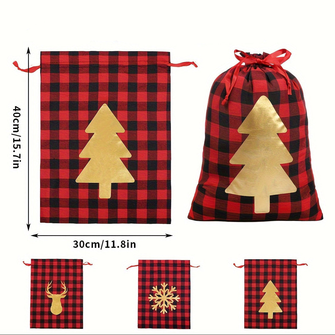 Darčekové tašky na Vianoce – červené s jeleňom