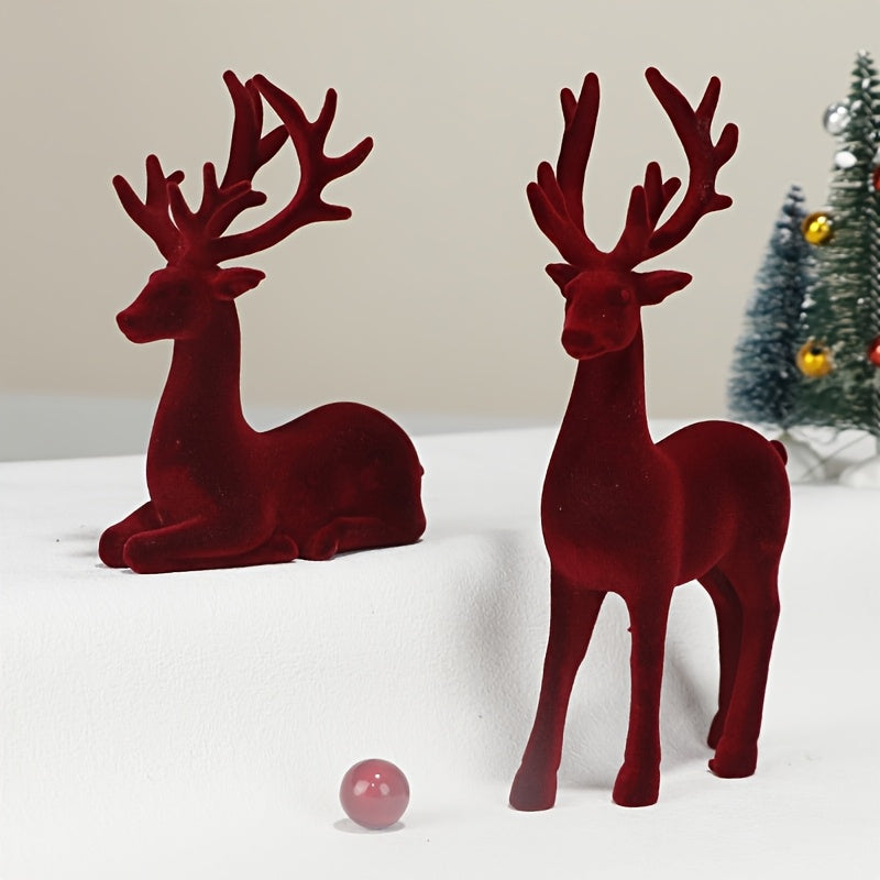 Súprava červených plyšových sobov