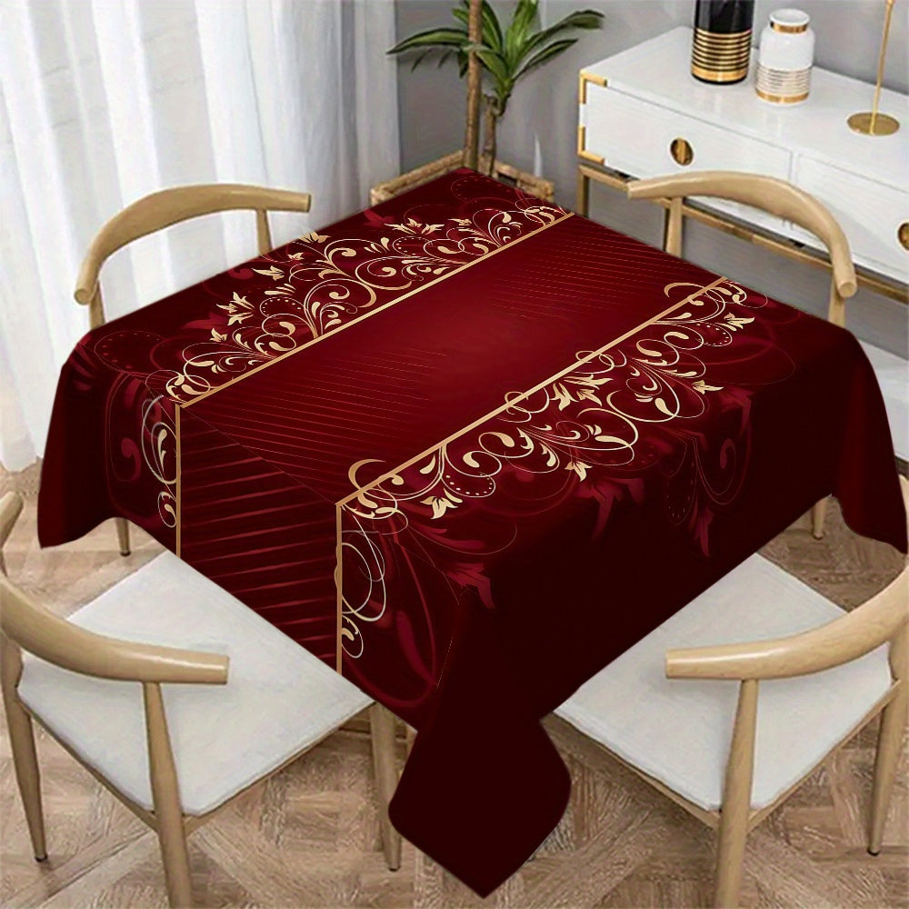 Obrus – červený a zlatý kvetinový