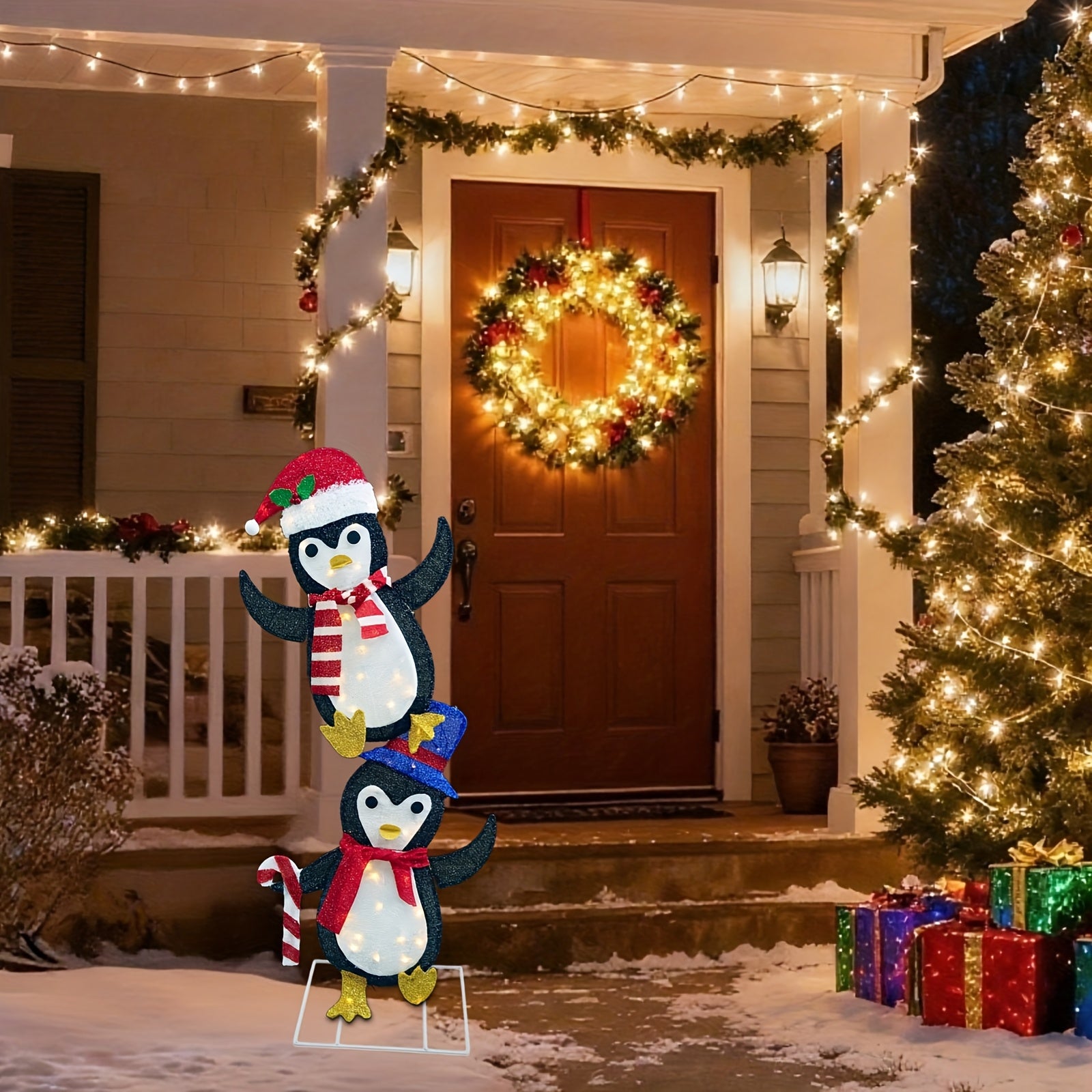 Vianočné svetielka – tučniaky