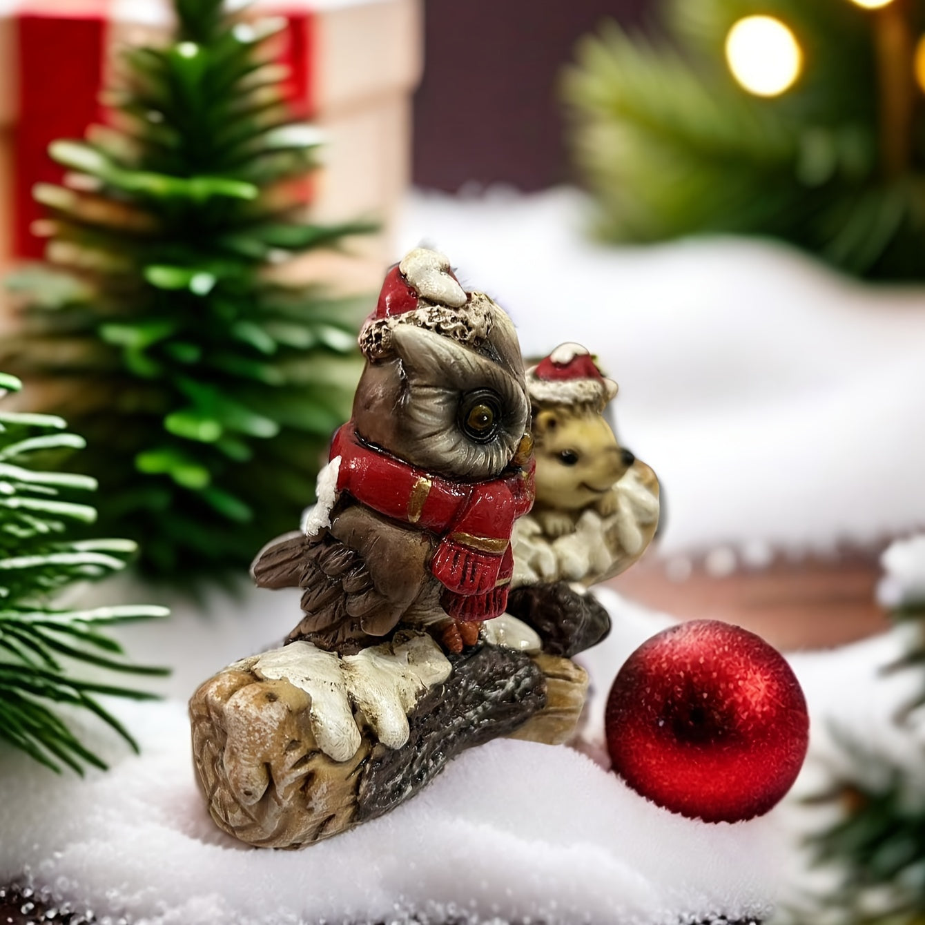 Vianočné figúrky – sova a ježko