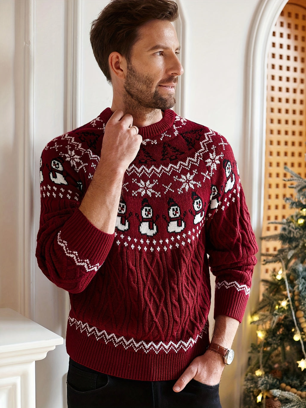 Vianočný sveter pre mužov – červený