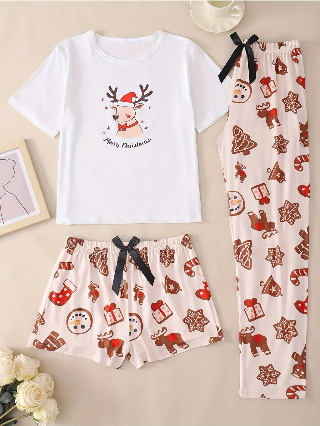 Dámsky vianočný pyžamový setík – multicolor