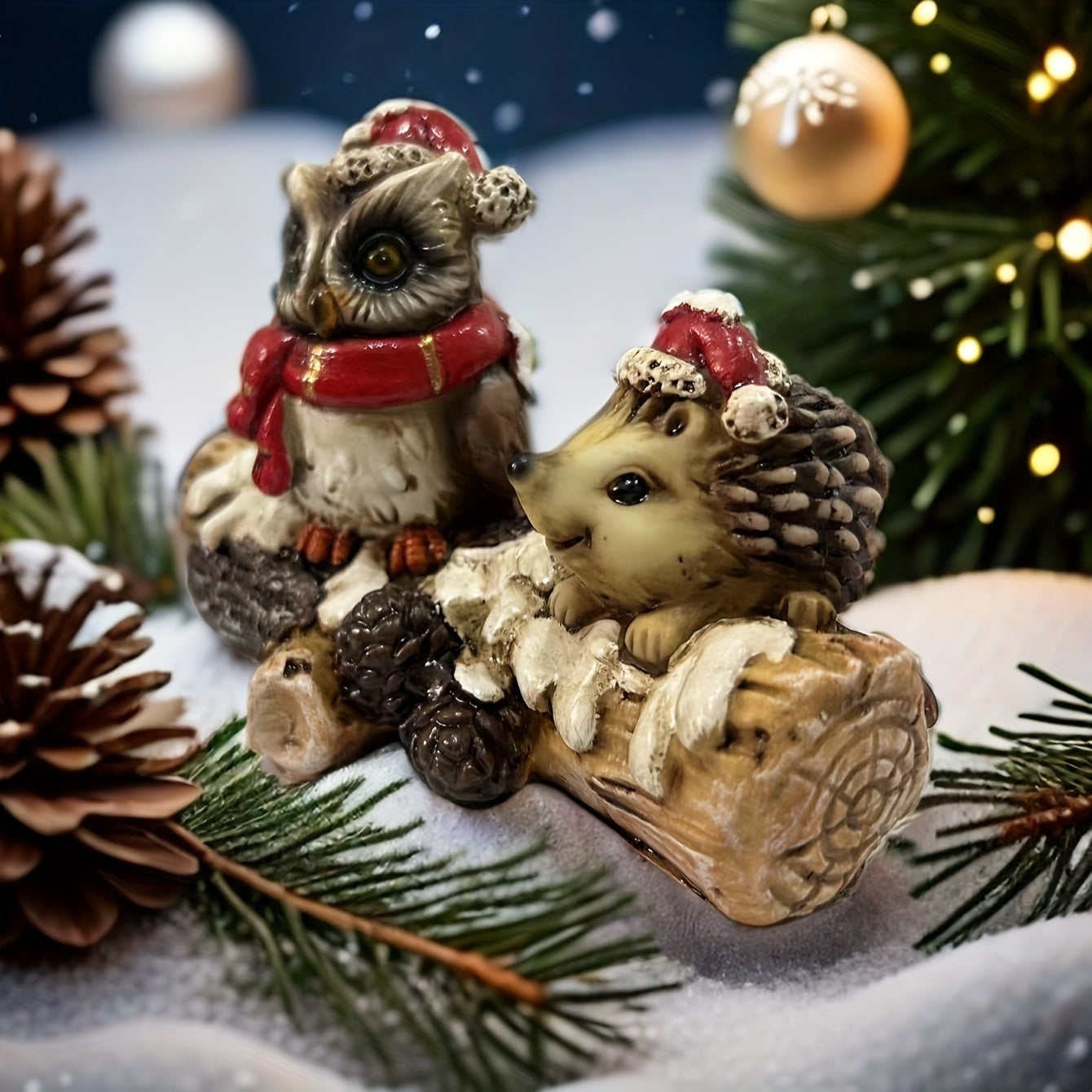 Vianočné figúrky – sova a ježko