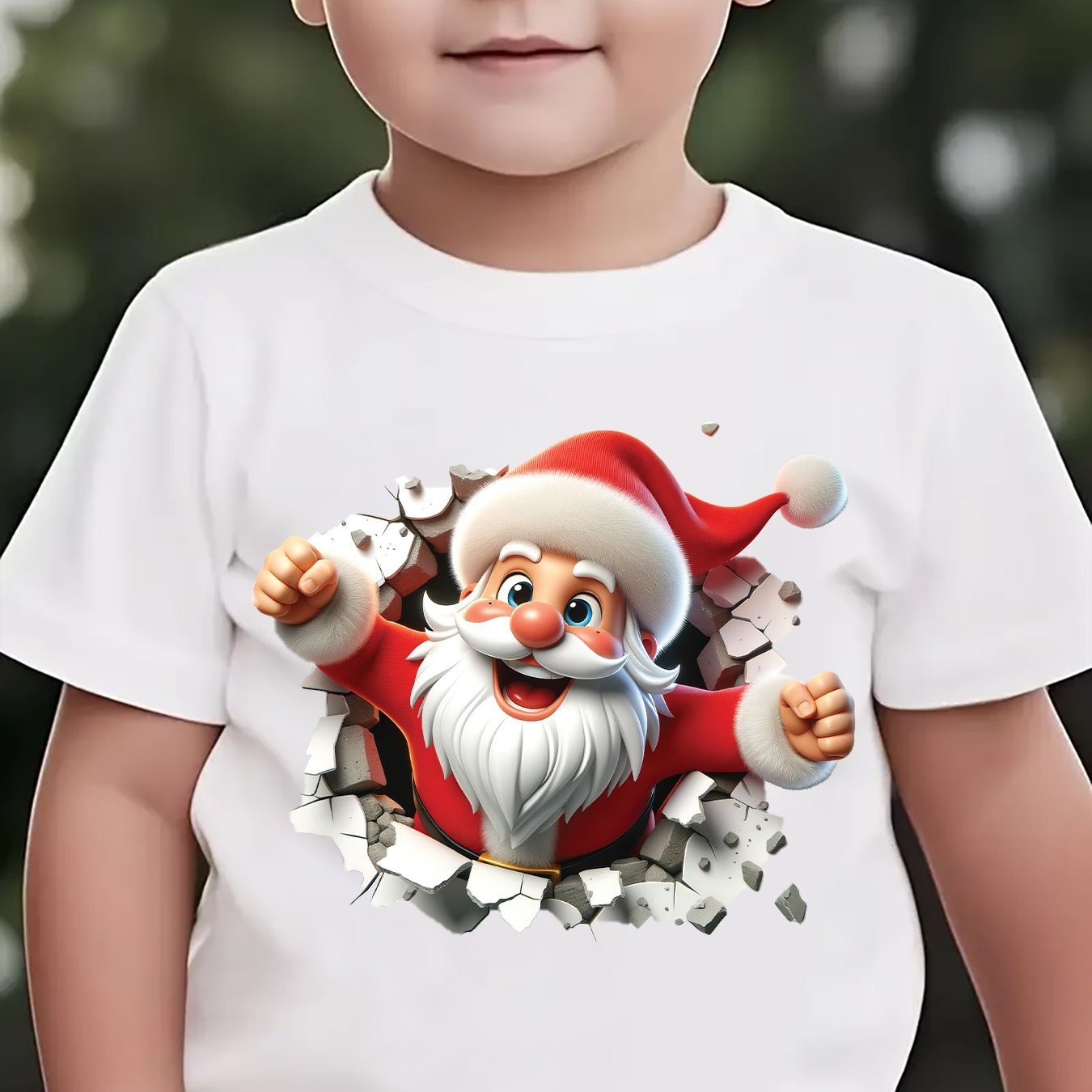 Tričko s 3D Santom – béžové