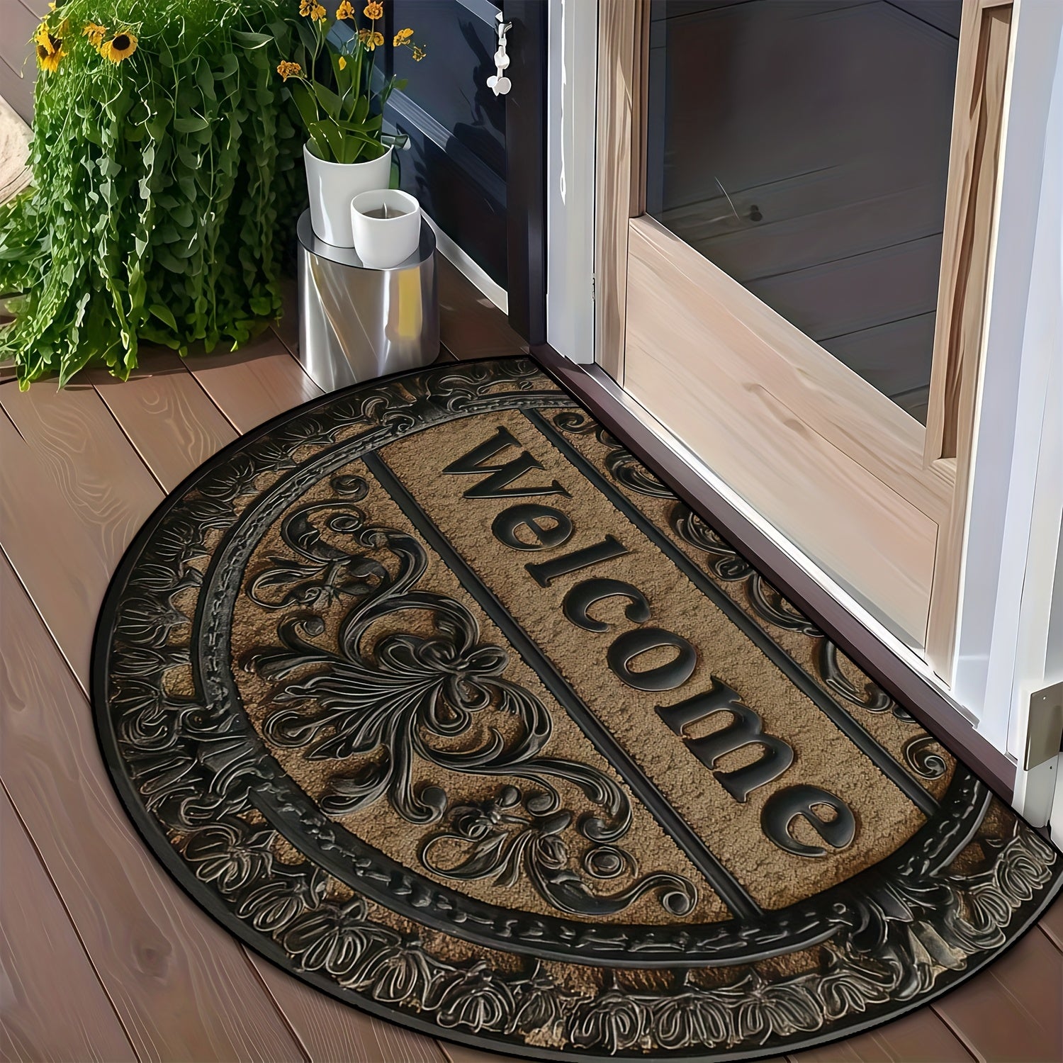 Rohožka s nápisom WELCOME – kávová