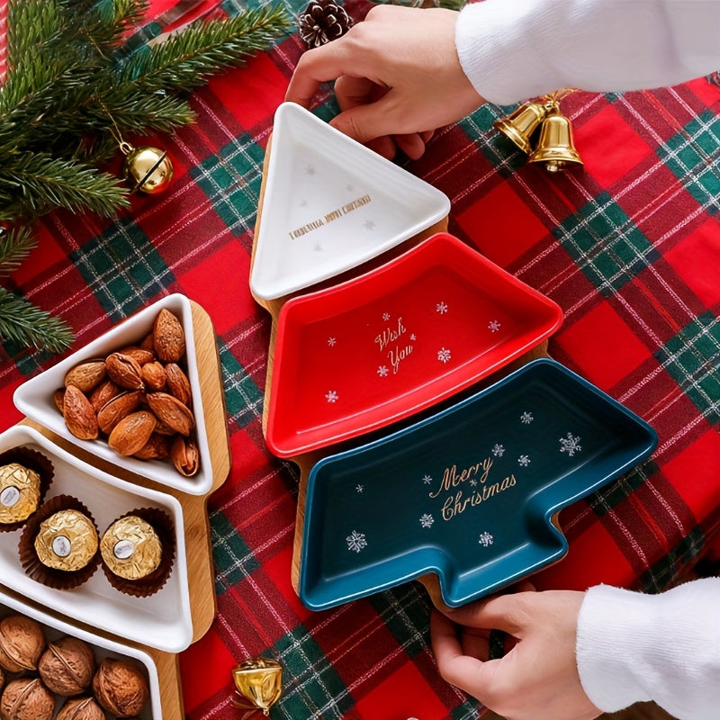 Súprava odnímateľných keramických tanierov – vianočný stromček