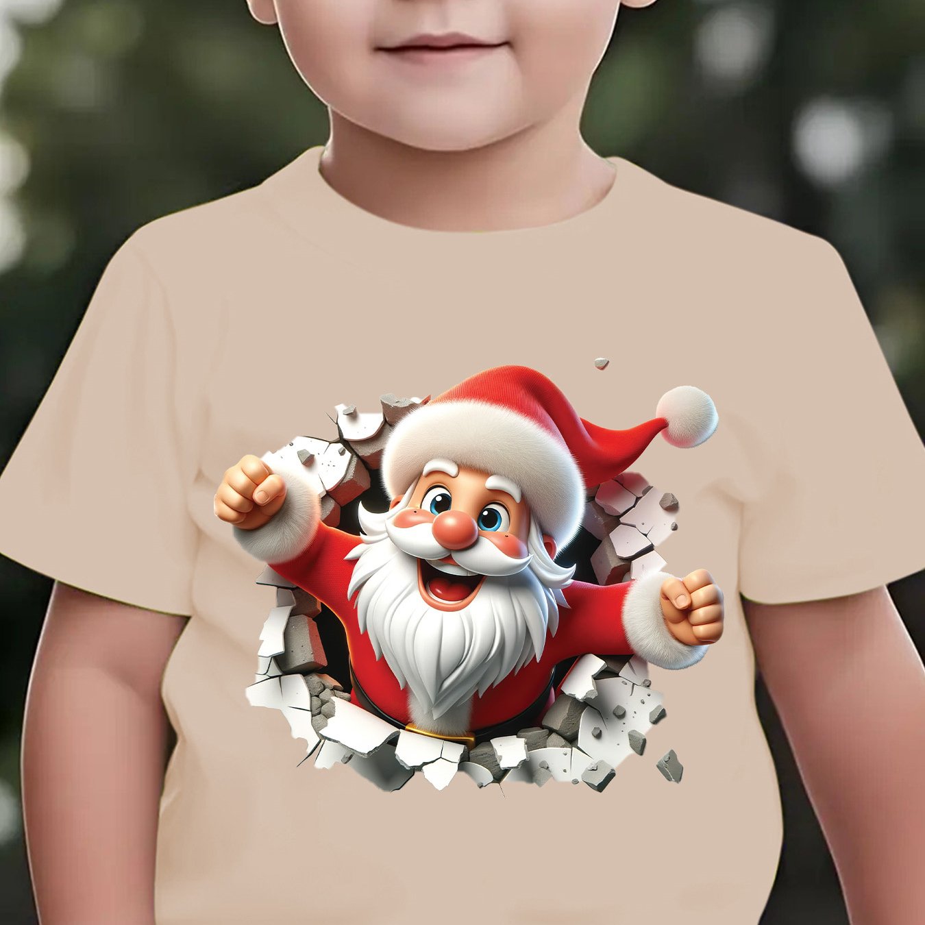 Tričko s 3D Santom – béžové