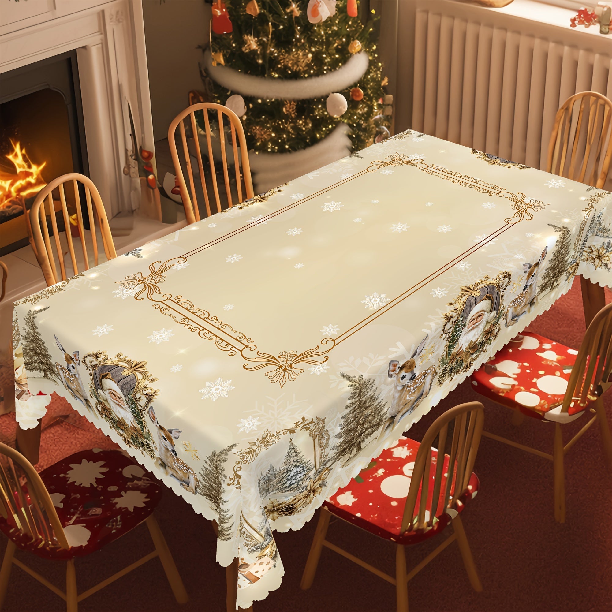 Vianočný obrus – zlatobiely