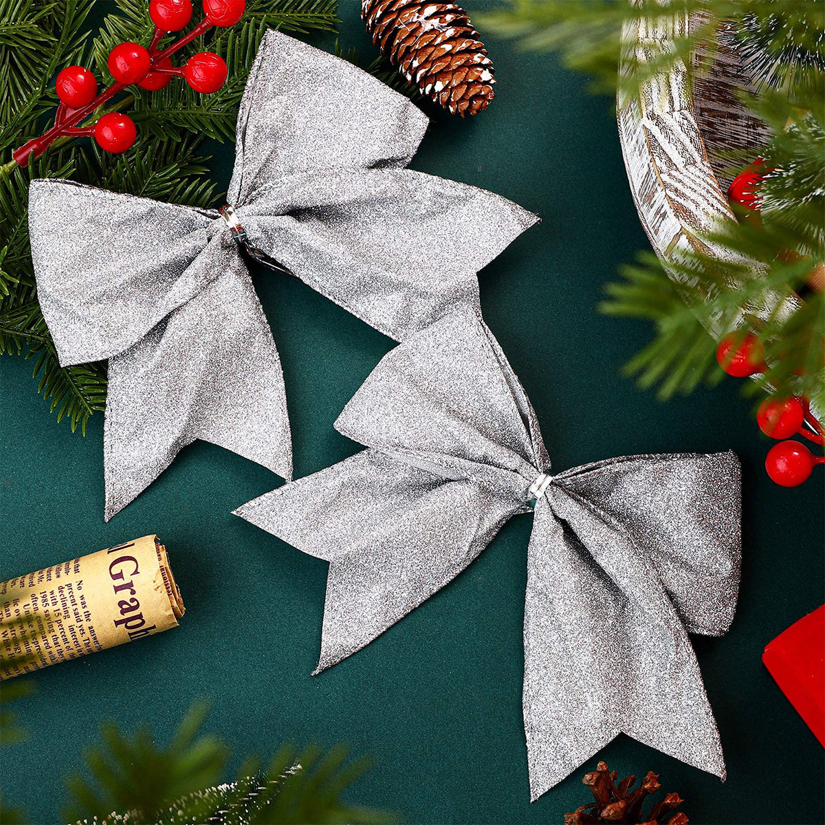 Vianočné mašle – strieborné