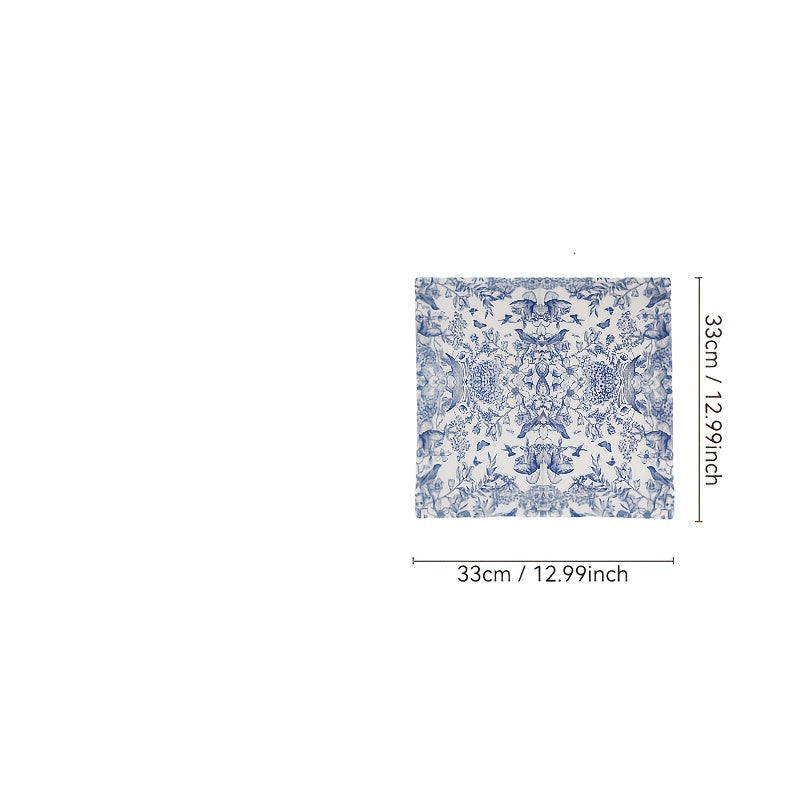 Servítky – modré s kvetinovým a vtáčím dizajnom