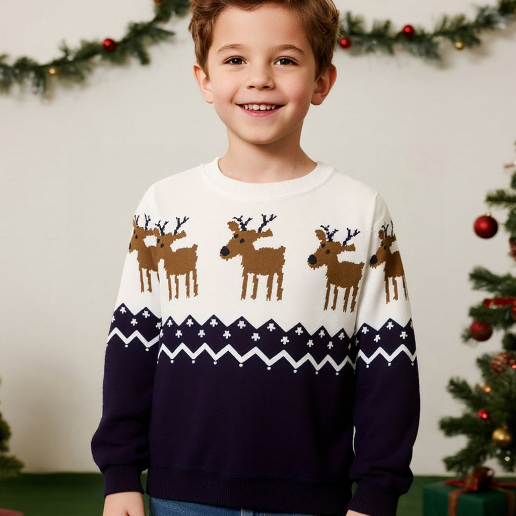 Vianočný sveter – s jeleňom a snehovými vločkami