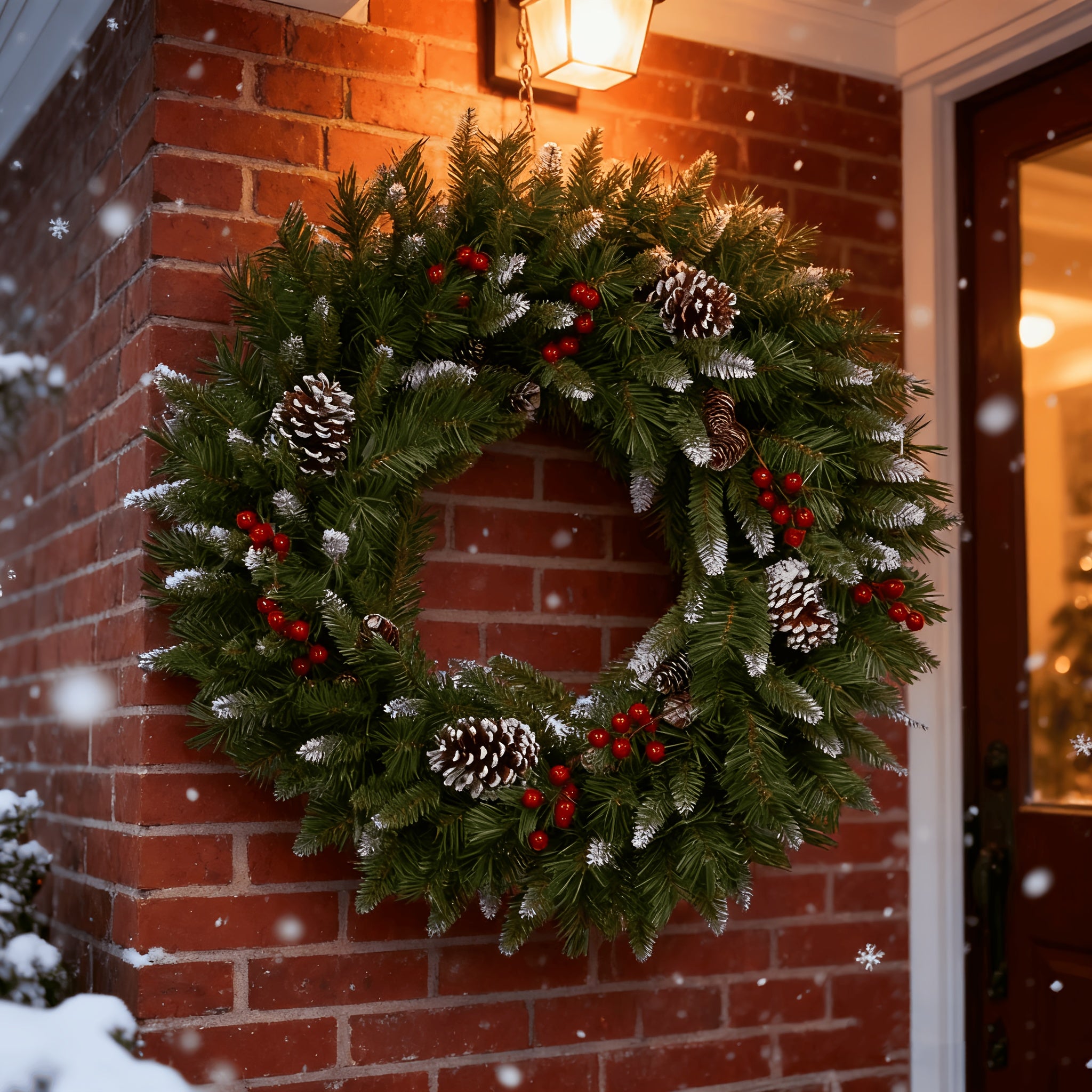 Vianočný veniec – s červenými bobuľami