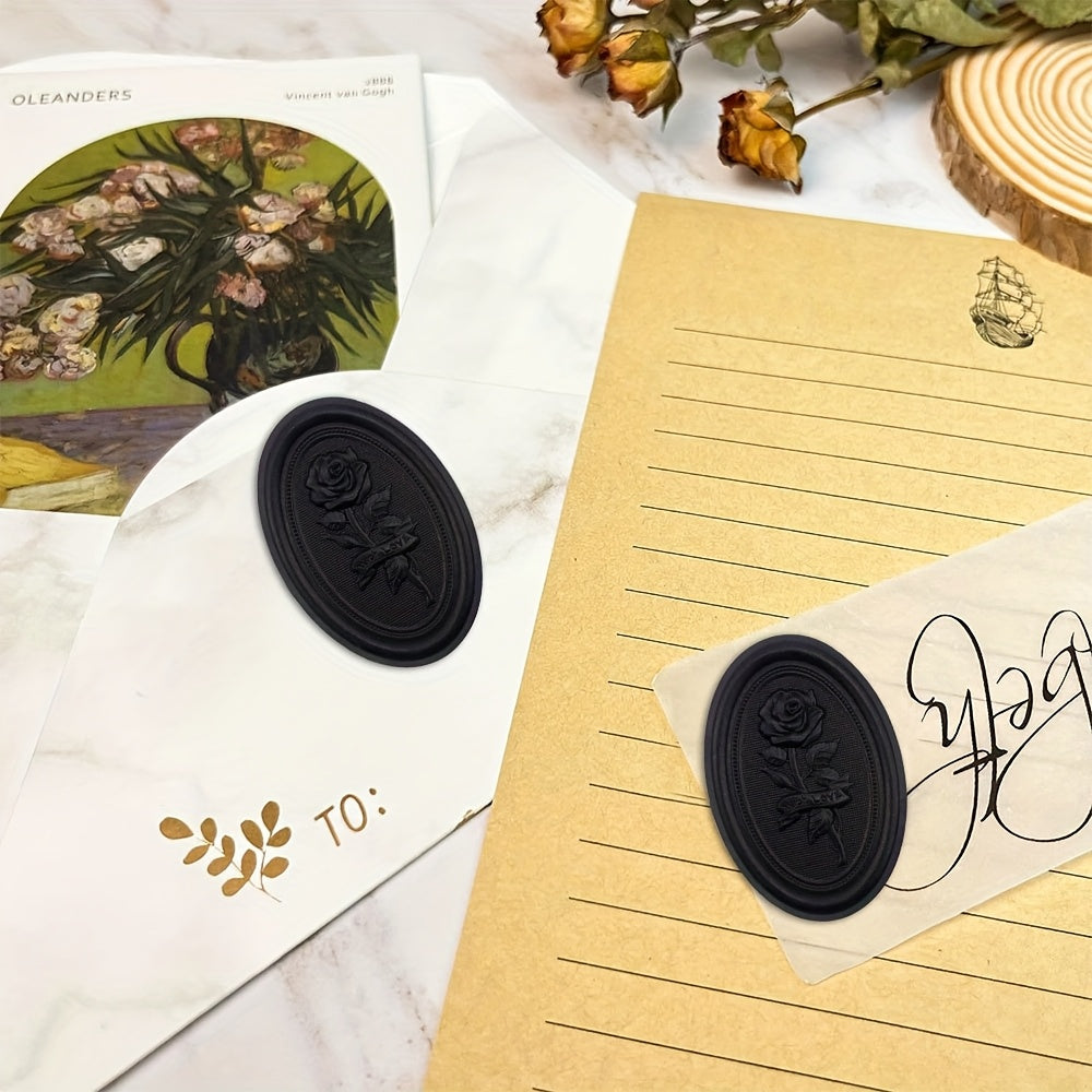 Samolepiace pečiatky – čierne s kvetinovým vzorom