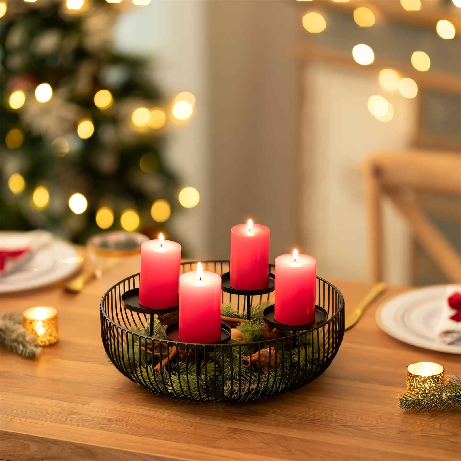 Svietnik na adventný veniec – čierny