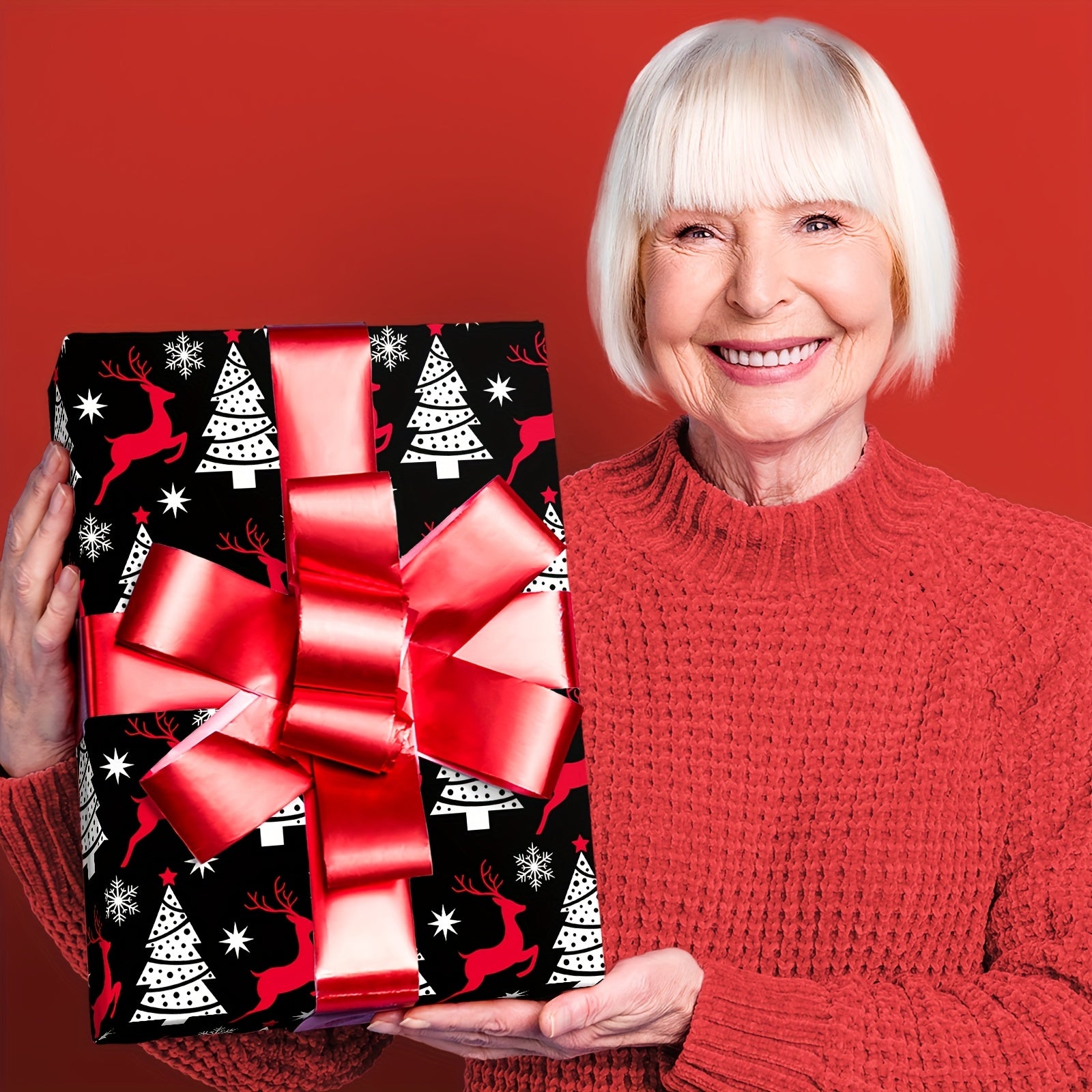 Vianočný baliaci papier – čierny s jeleňmi