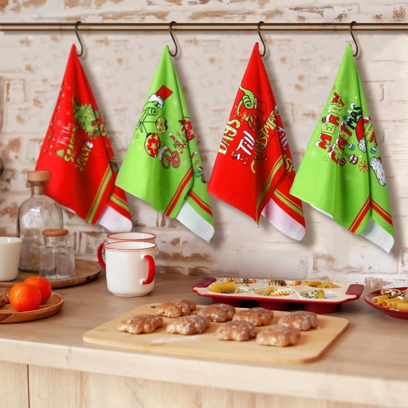 Vianočné utierky do kuchyne – červené a zelené