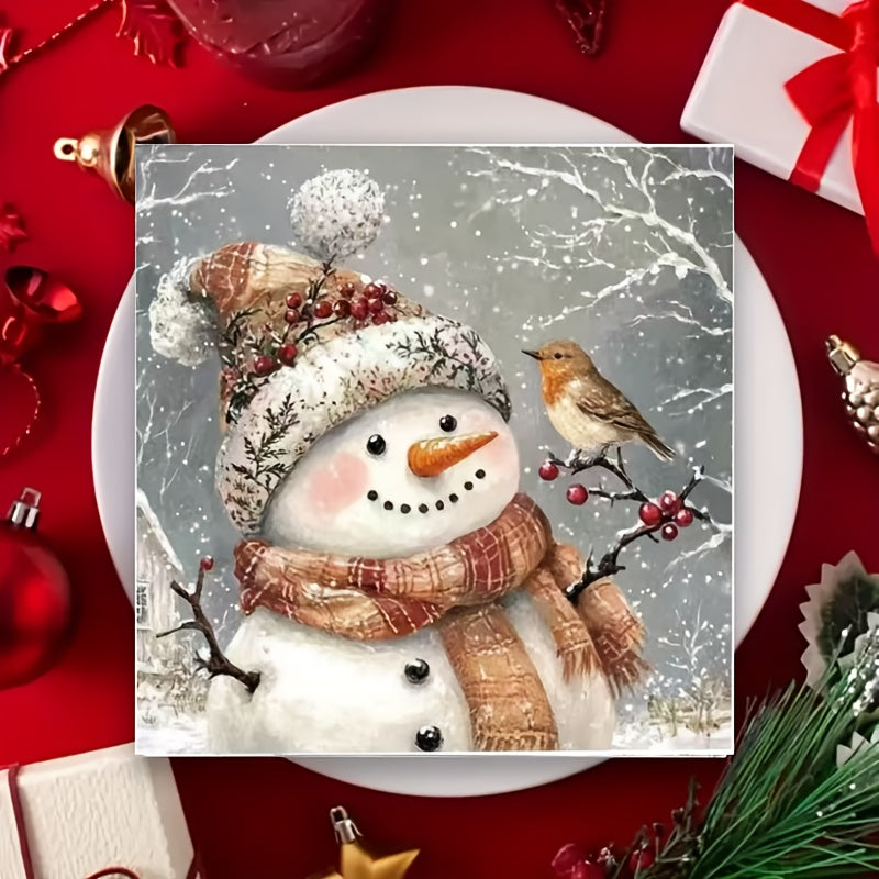 Servítky na party – snehuliak a vták