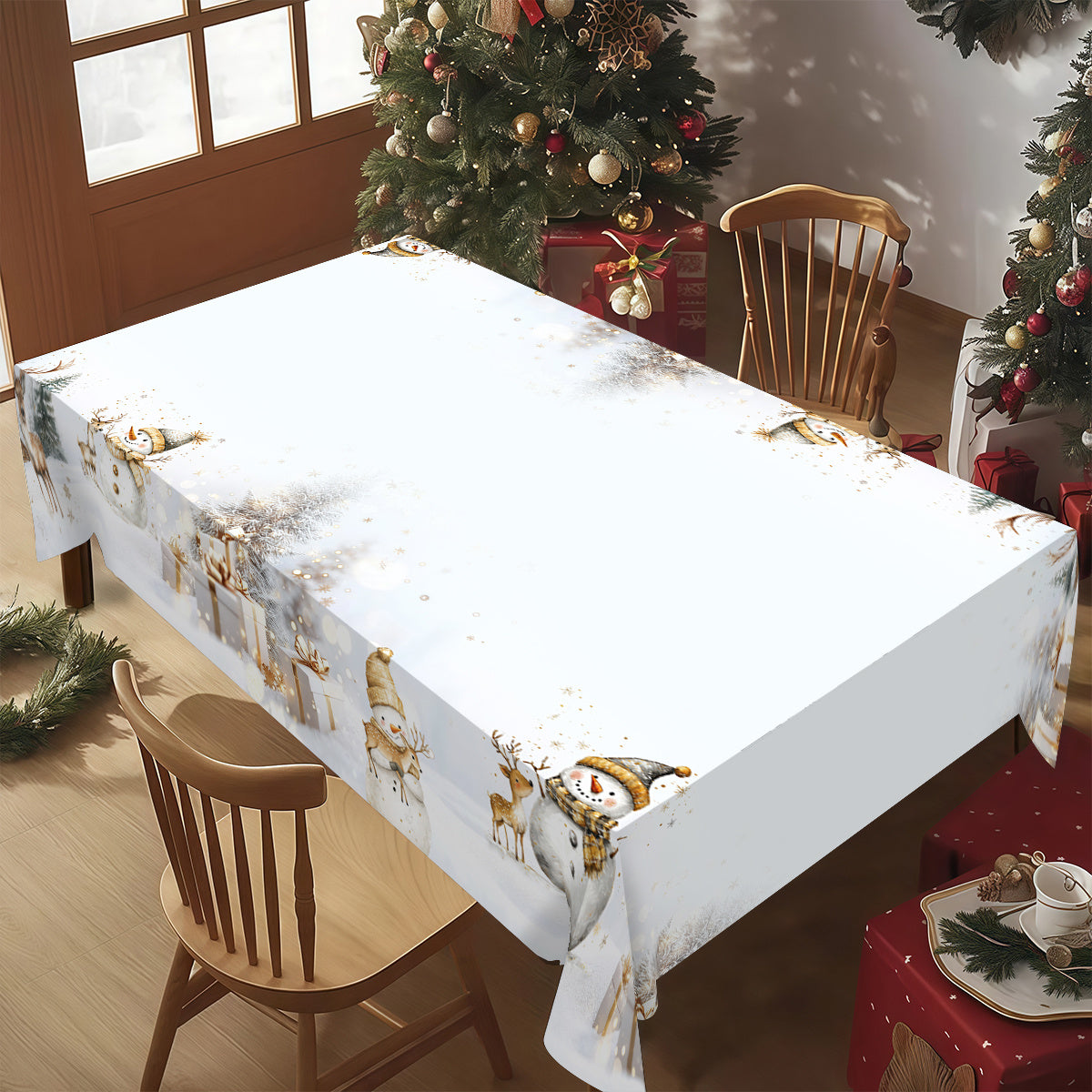 Obrus – bielo-zlatý s jelením motívom