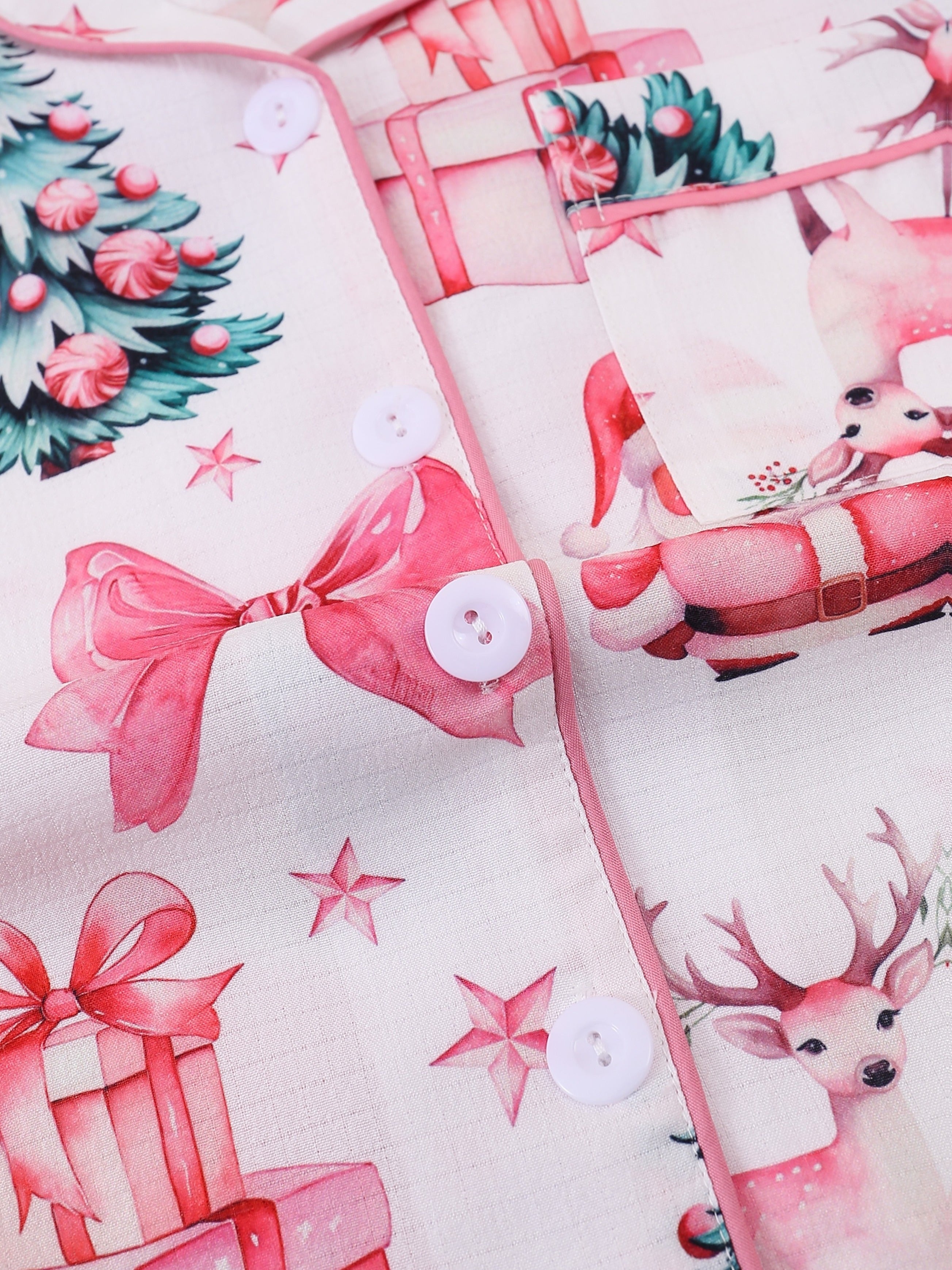 Vianočné pyžamo pre dievčatá – ružové a červené