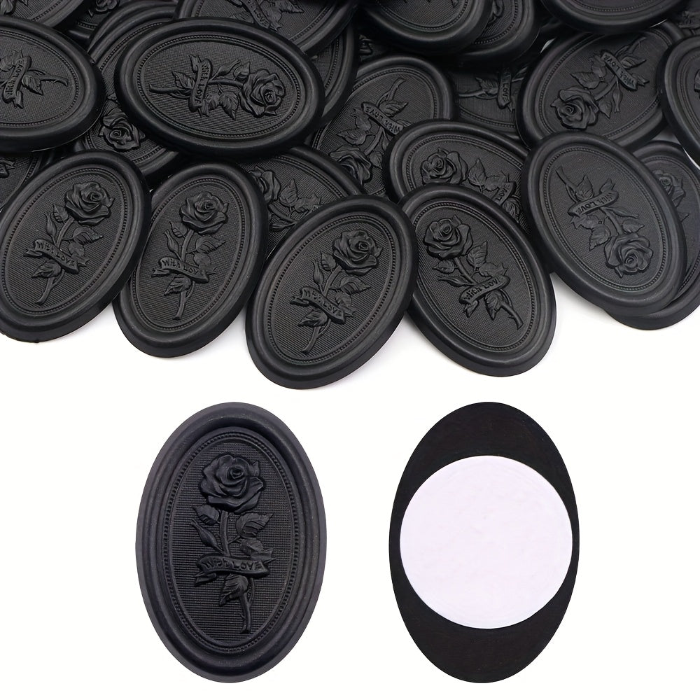 Samolepiace pečiatky – čierne s kvetinovým vzorom