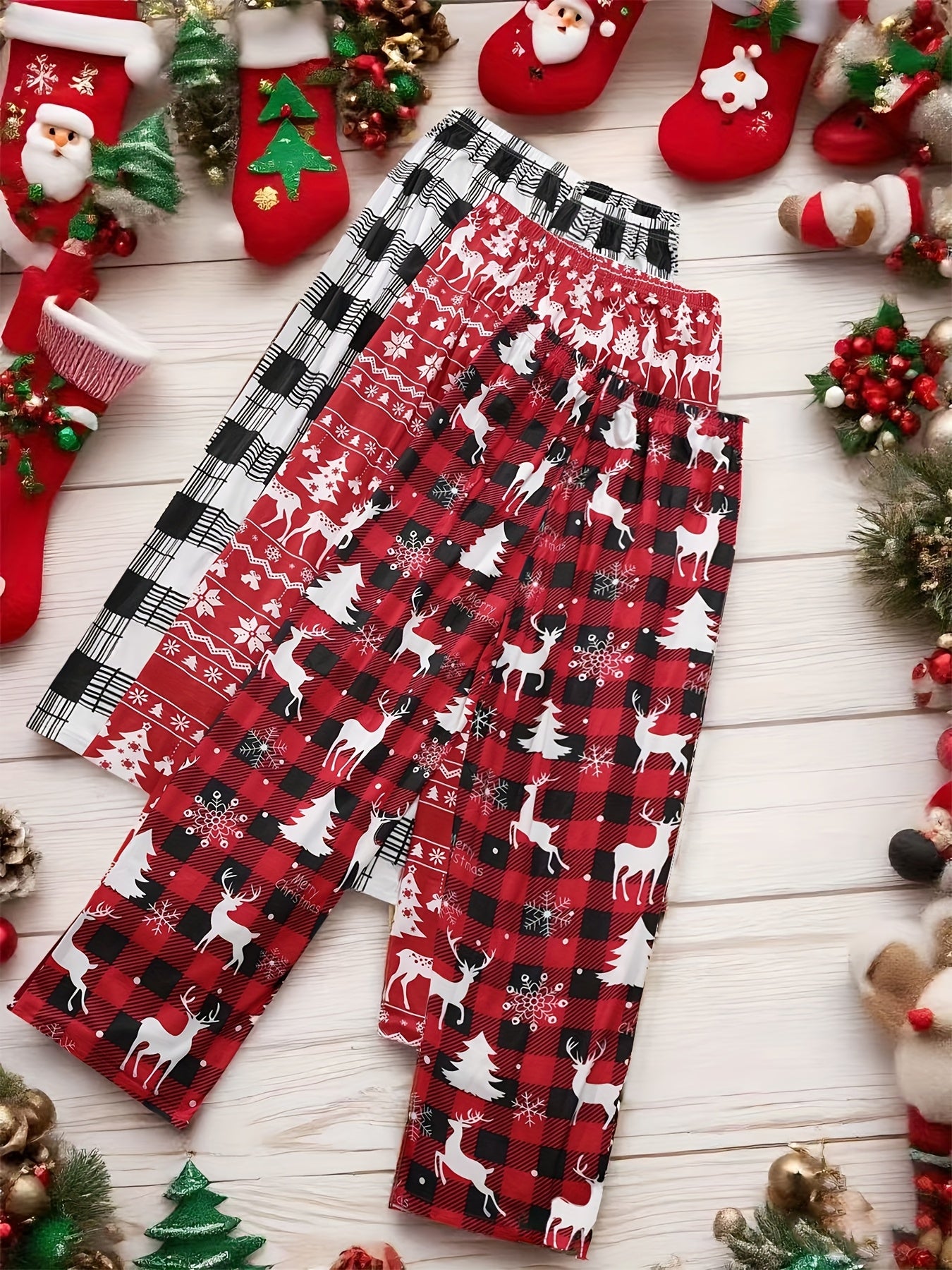 Vianočné nohavice – červené a biele