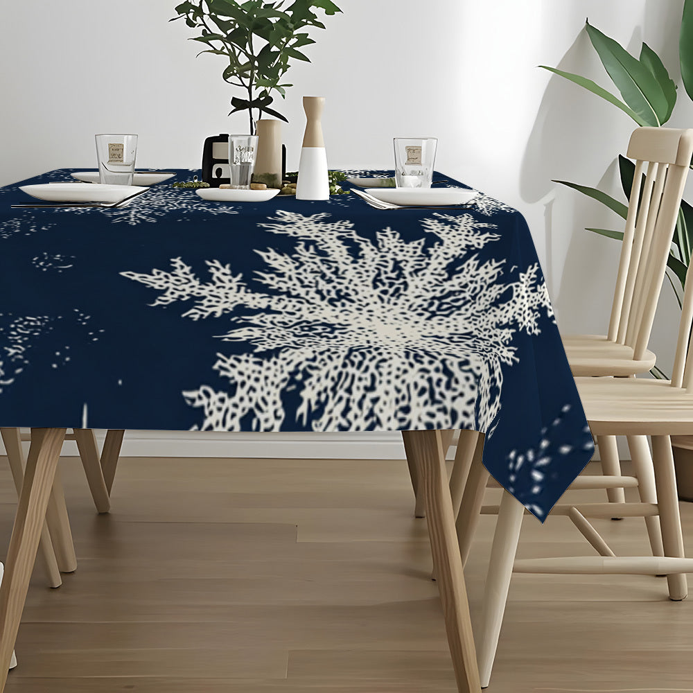 Obrus – modro-biely snehový vzor