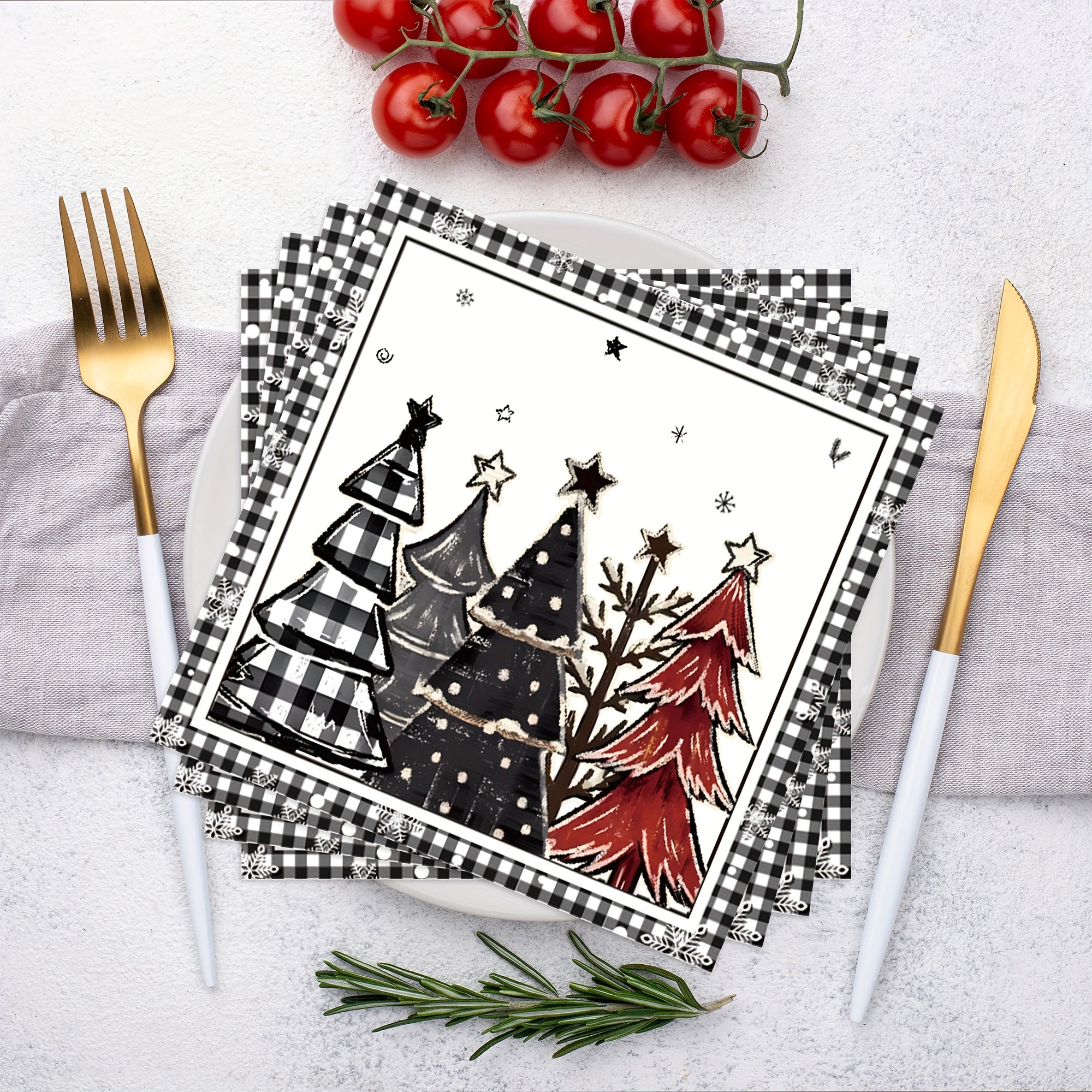 Vianočné servítky – čierno-biele