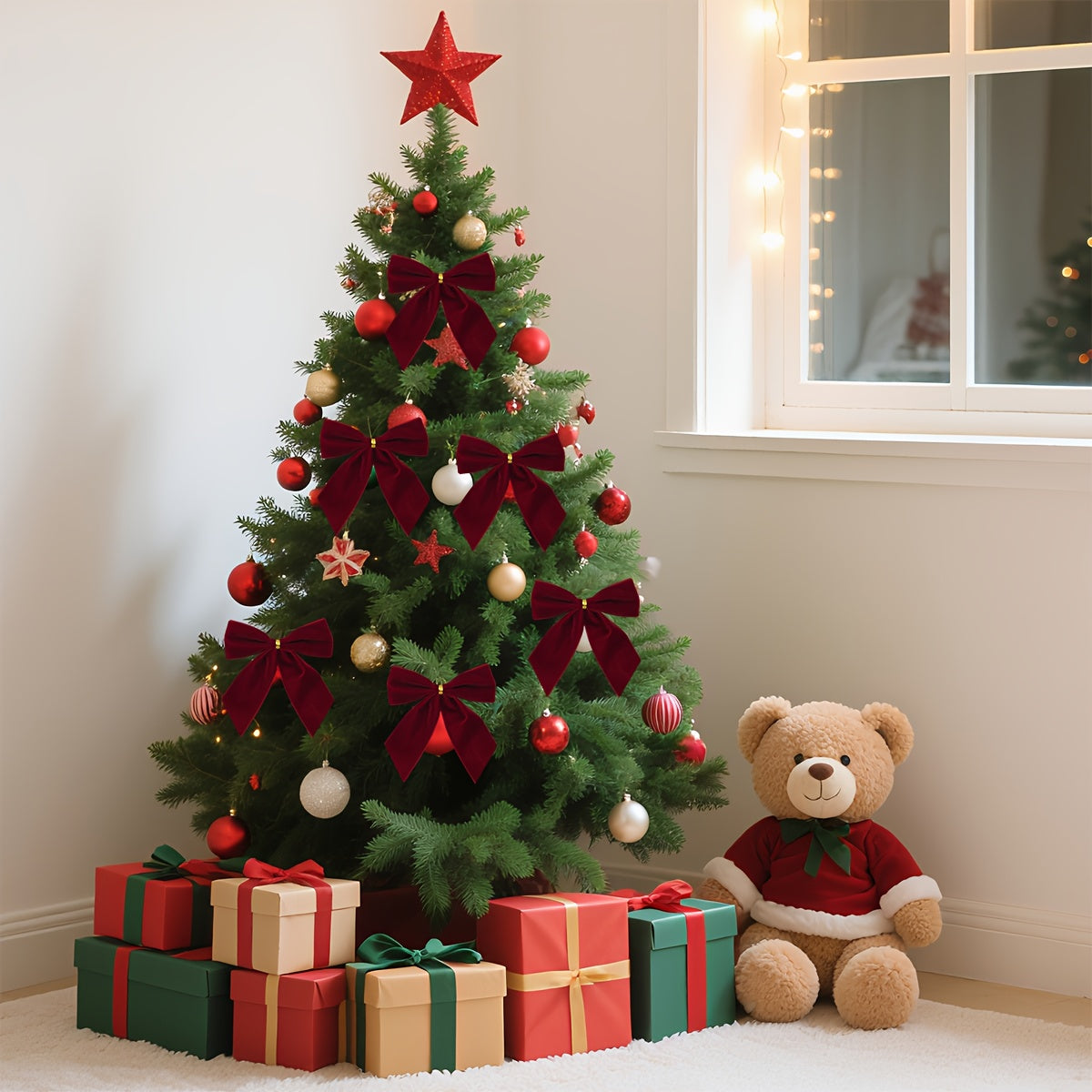 Vianočné mašle – burgundské