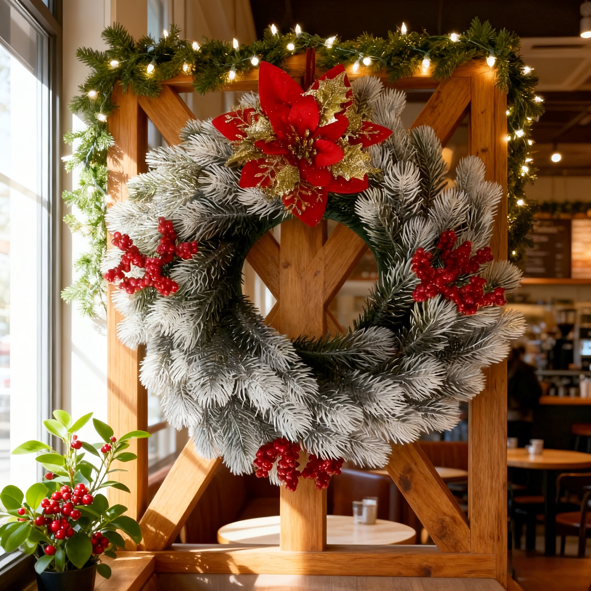 Vianočný veniec – umelý snehový borovicový