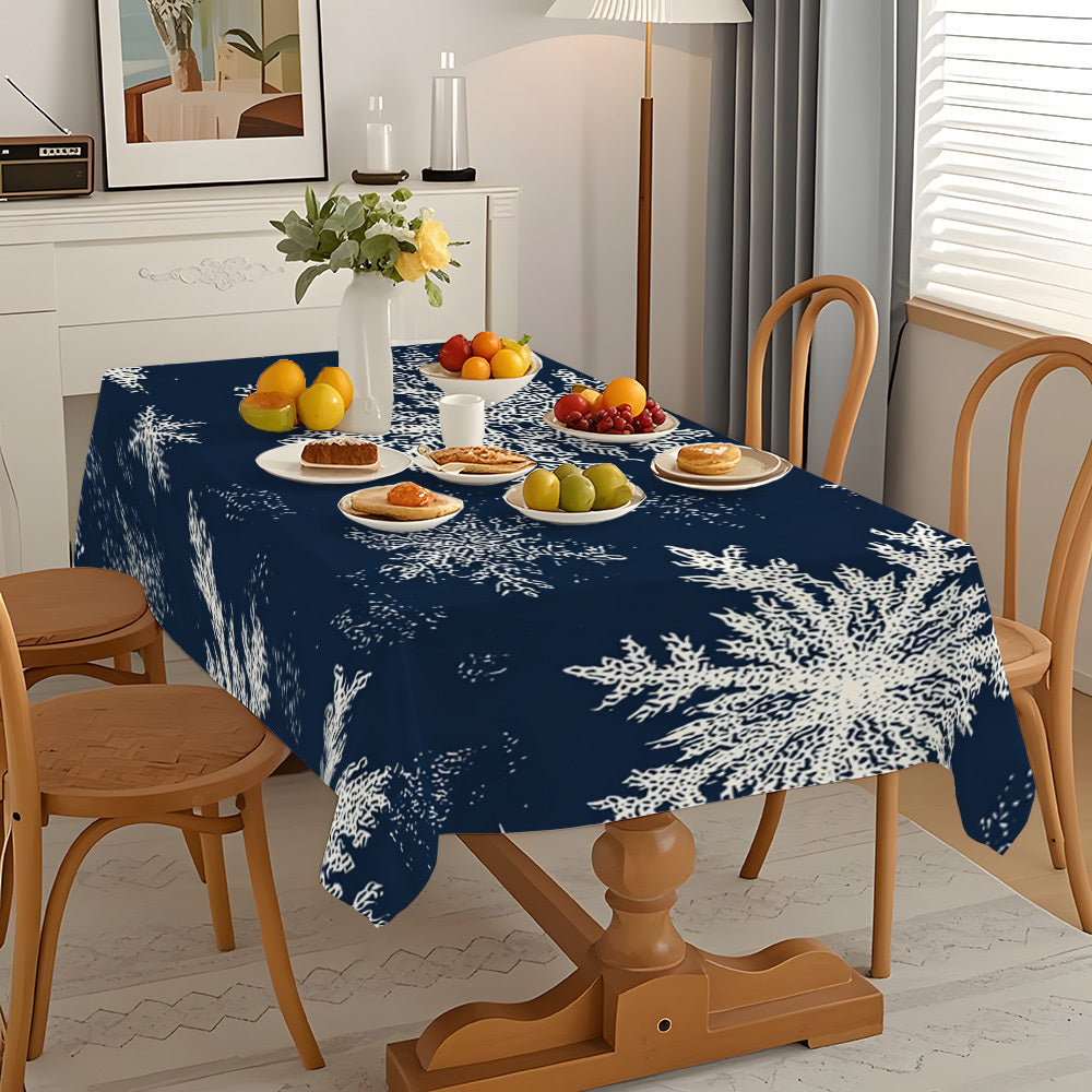 Obrus – modro-biely snehový vzor