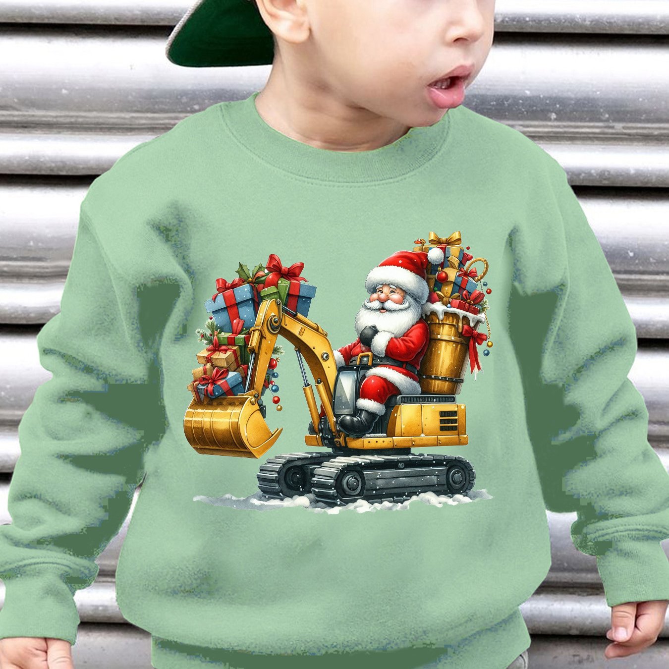 Mikina s potlačou Santa a bagra – pre chlapcov