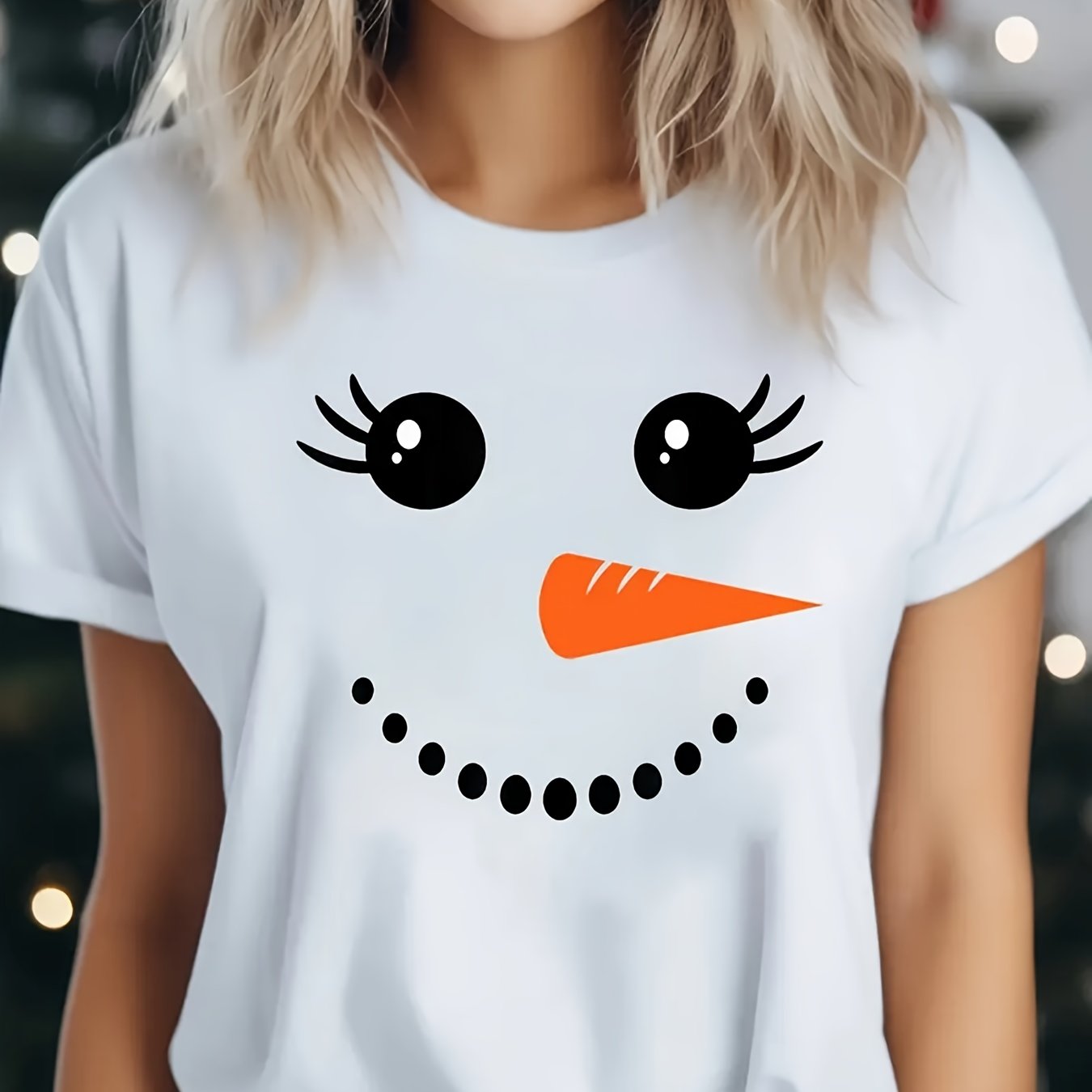 Tričko s potlačou snehuliaka – biele